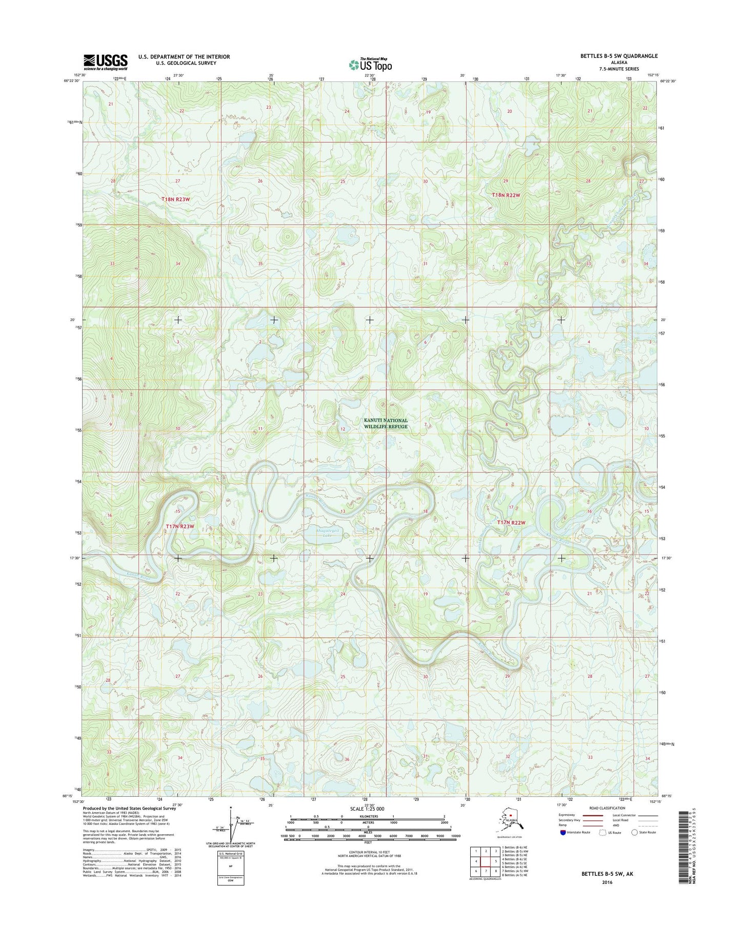 Bettles B-5 SW Alaska US Topo Map Image