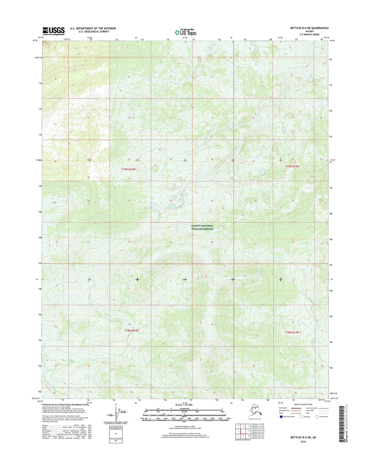 Bettles B-6 NE Alaska US Topo Map Image