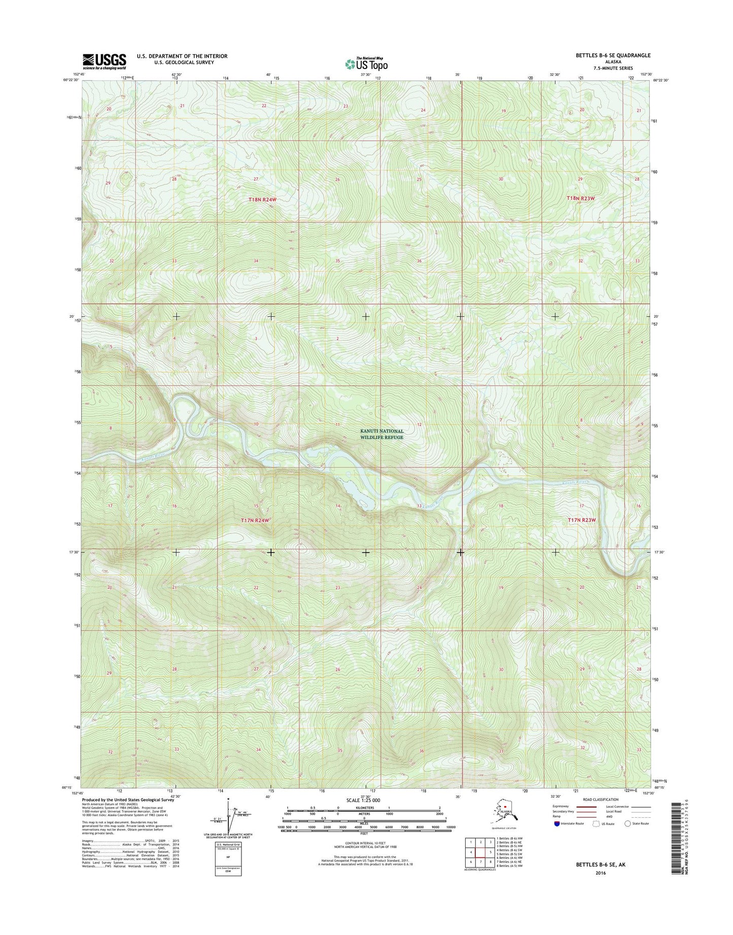 Bettles B-6 SE Alaska US Topo Map Image