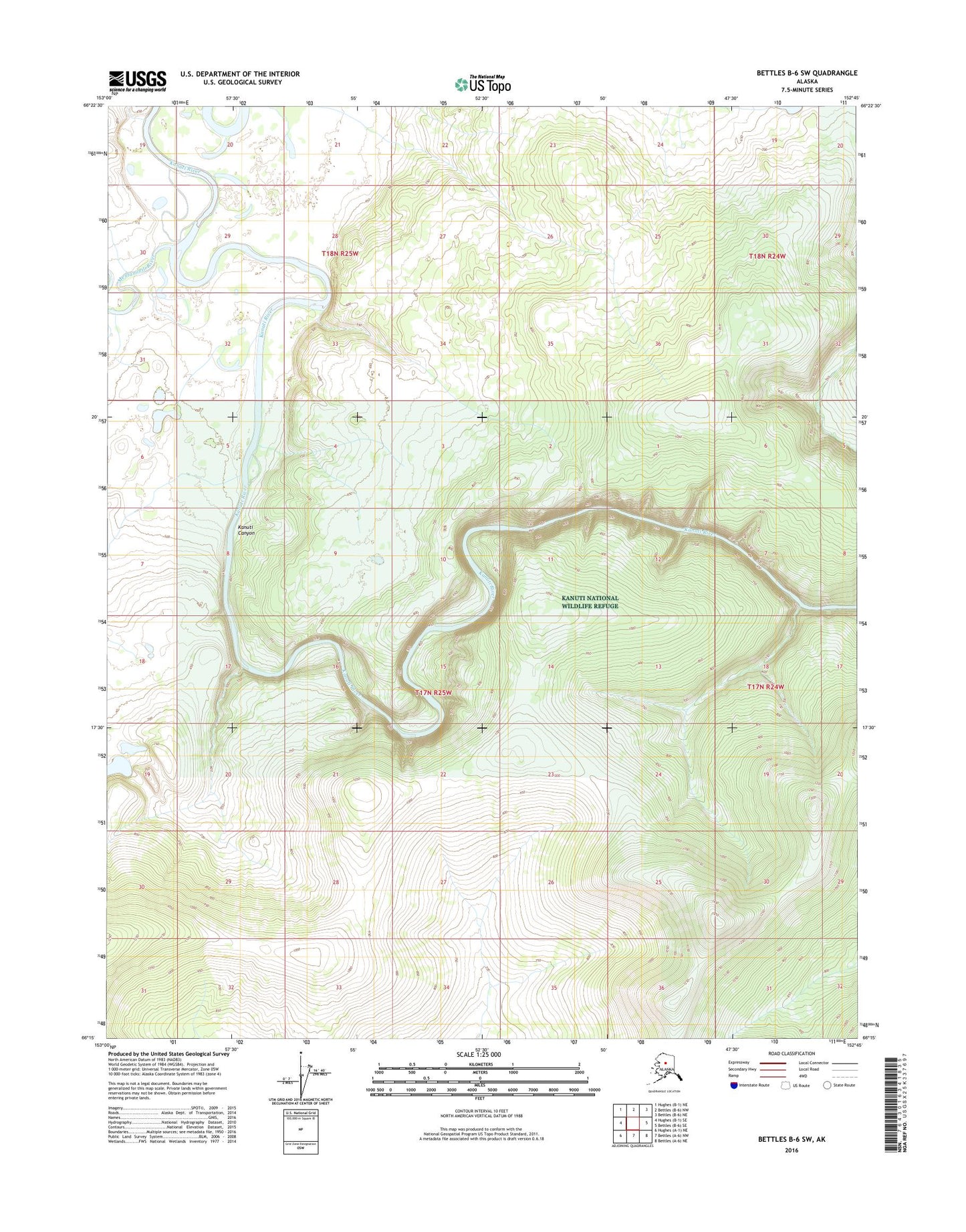 Bettles B-6 SW Alaska US Topo Map Image
