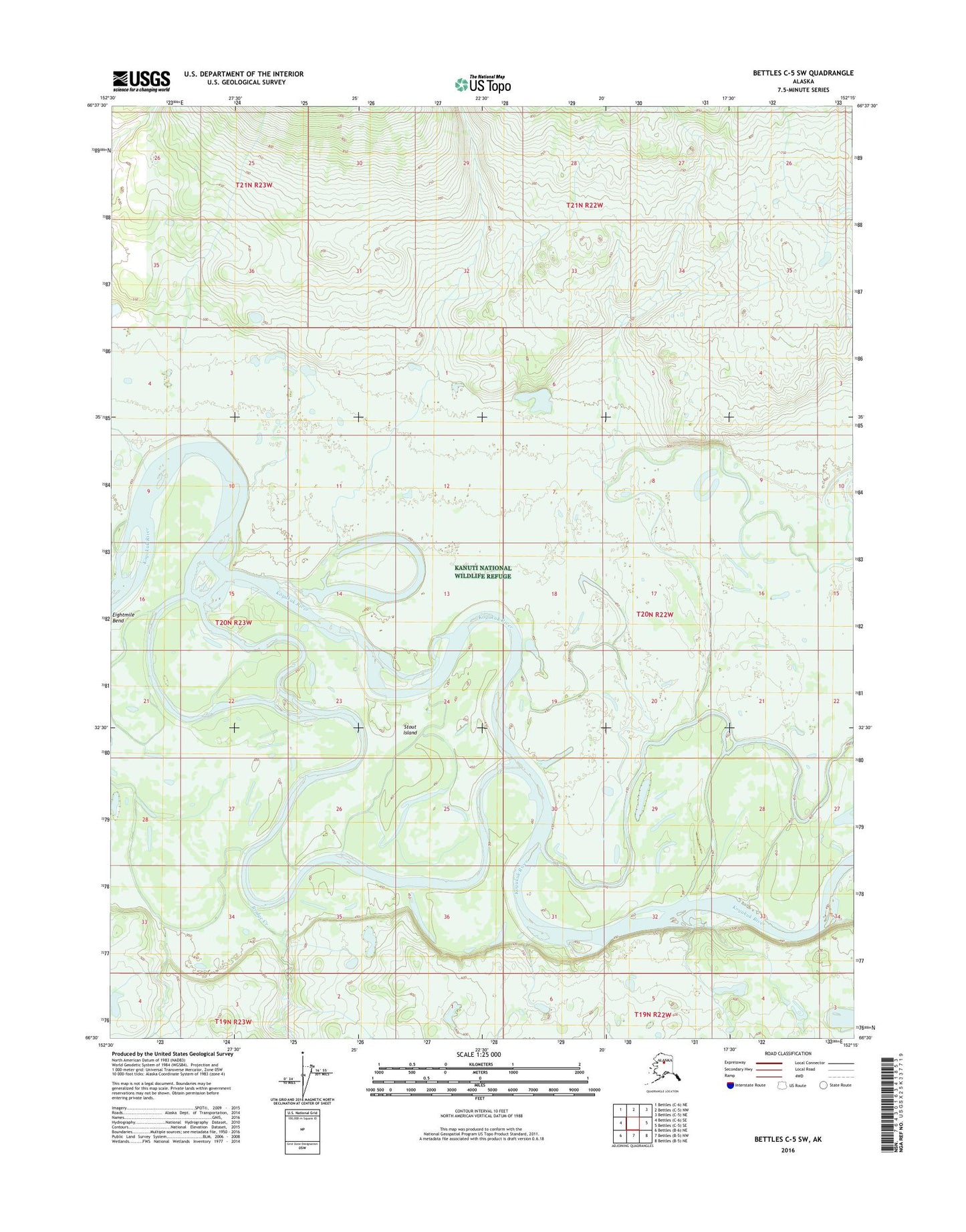 Bettles C-5 SW Alaska US Topo Map Image
