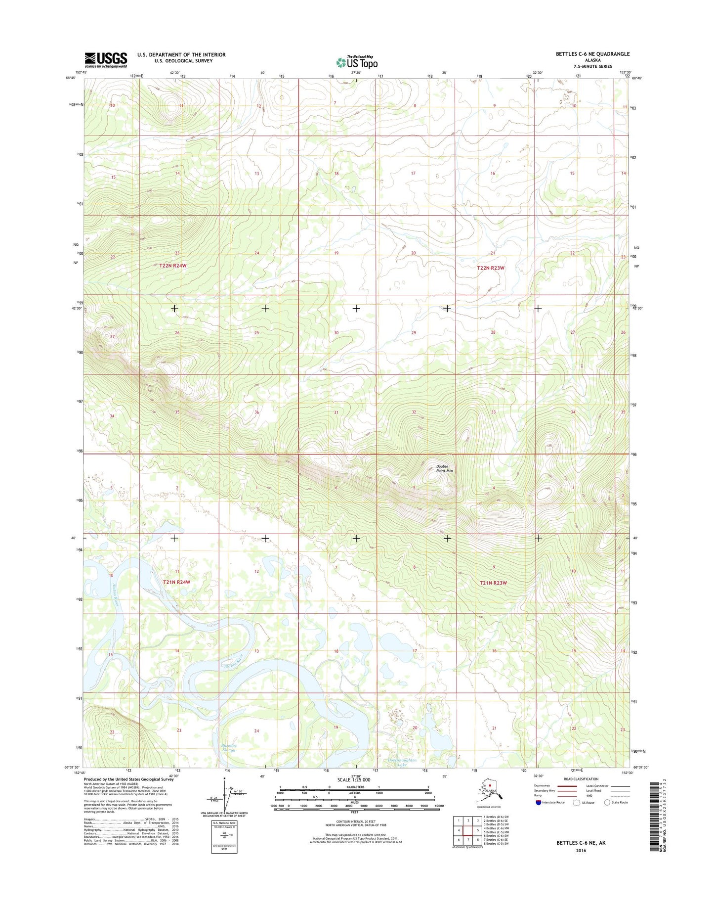 Bettles C-6 NE Alaska US Topo Map Image