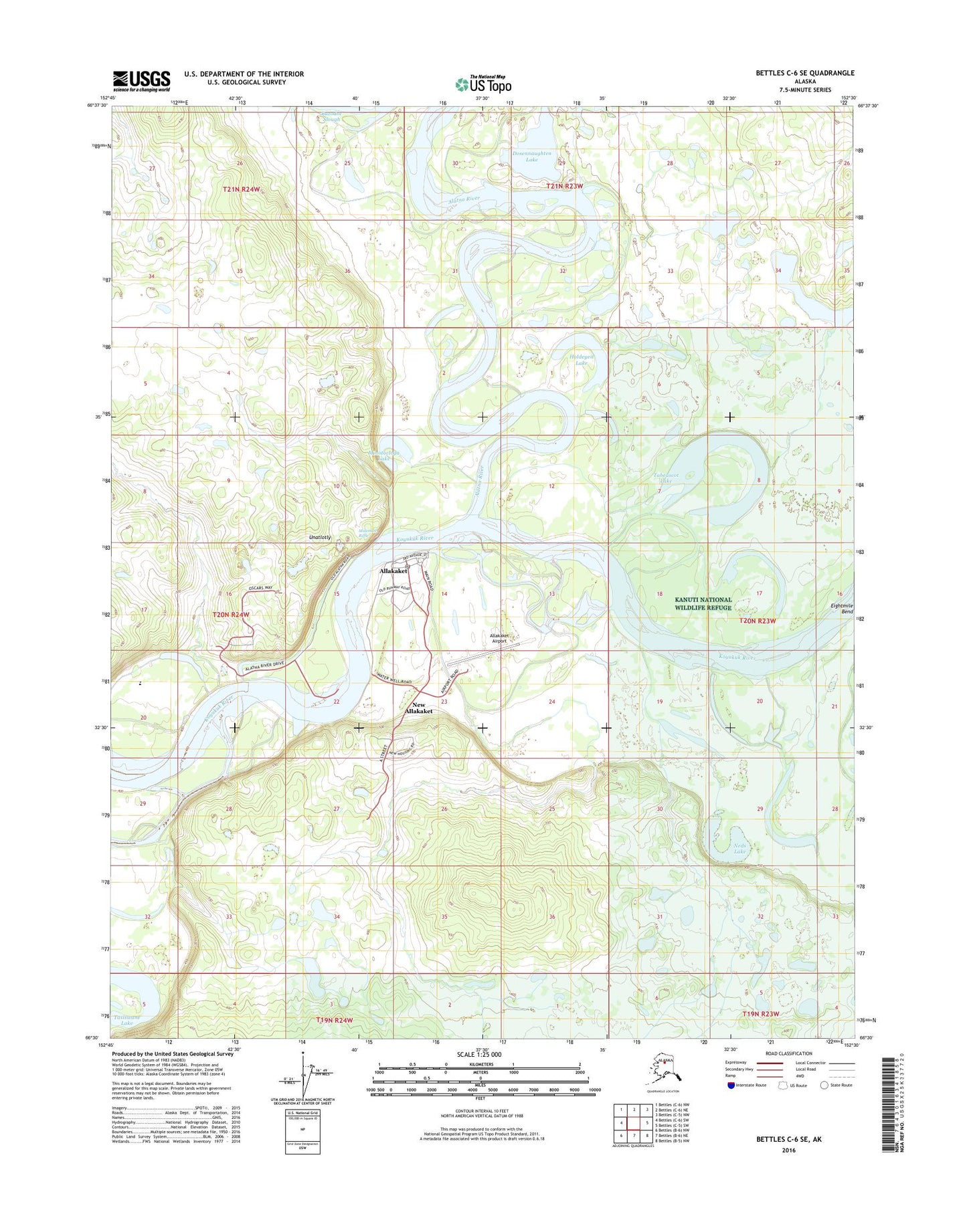 Bettles C-6 SE Alaska US Topo Map Image