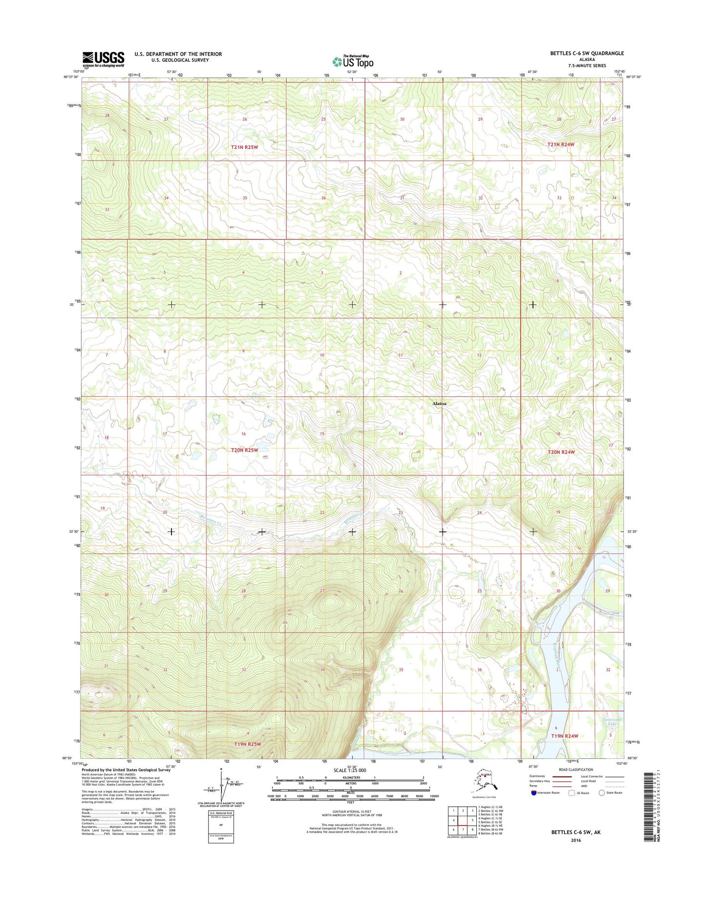 Bettles C-6 SW Alaska US Topo Map Image