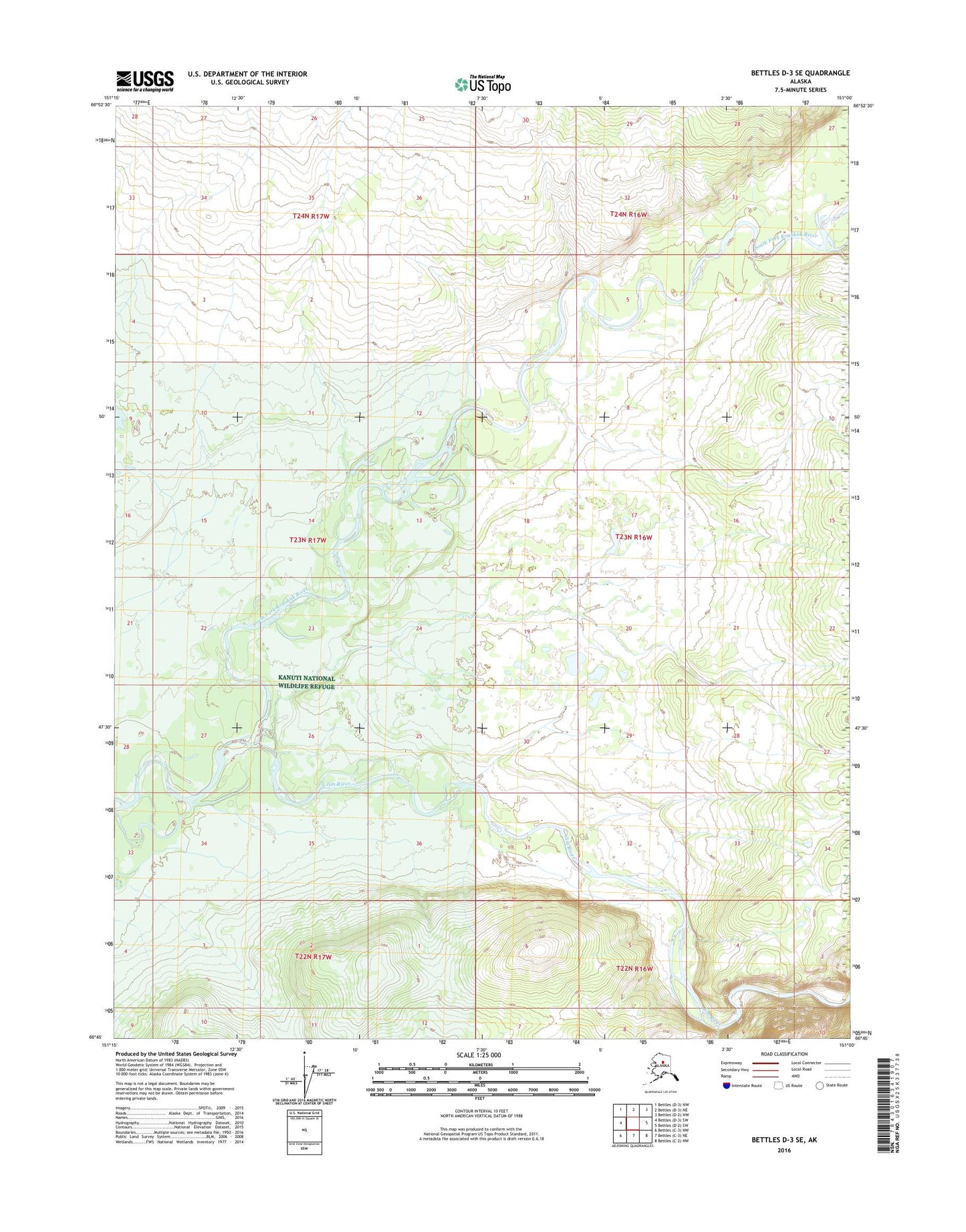 Bettles D-3 SE Alaska US Topo Map Image