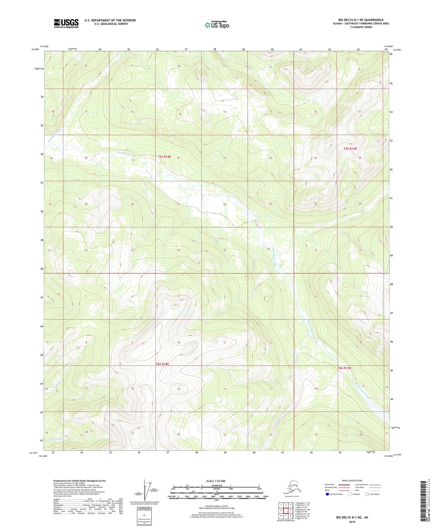 Big Delta B-1 NE Alaska US Topo Map Image
