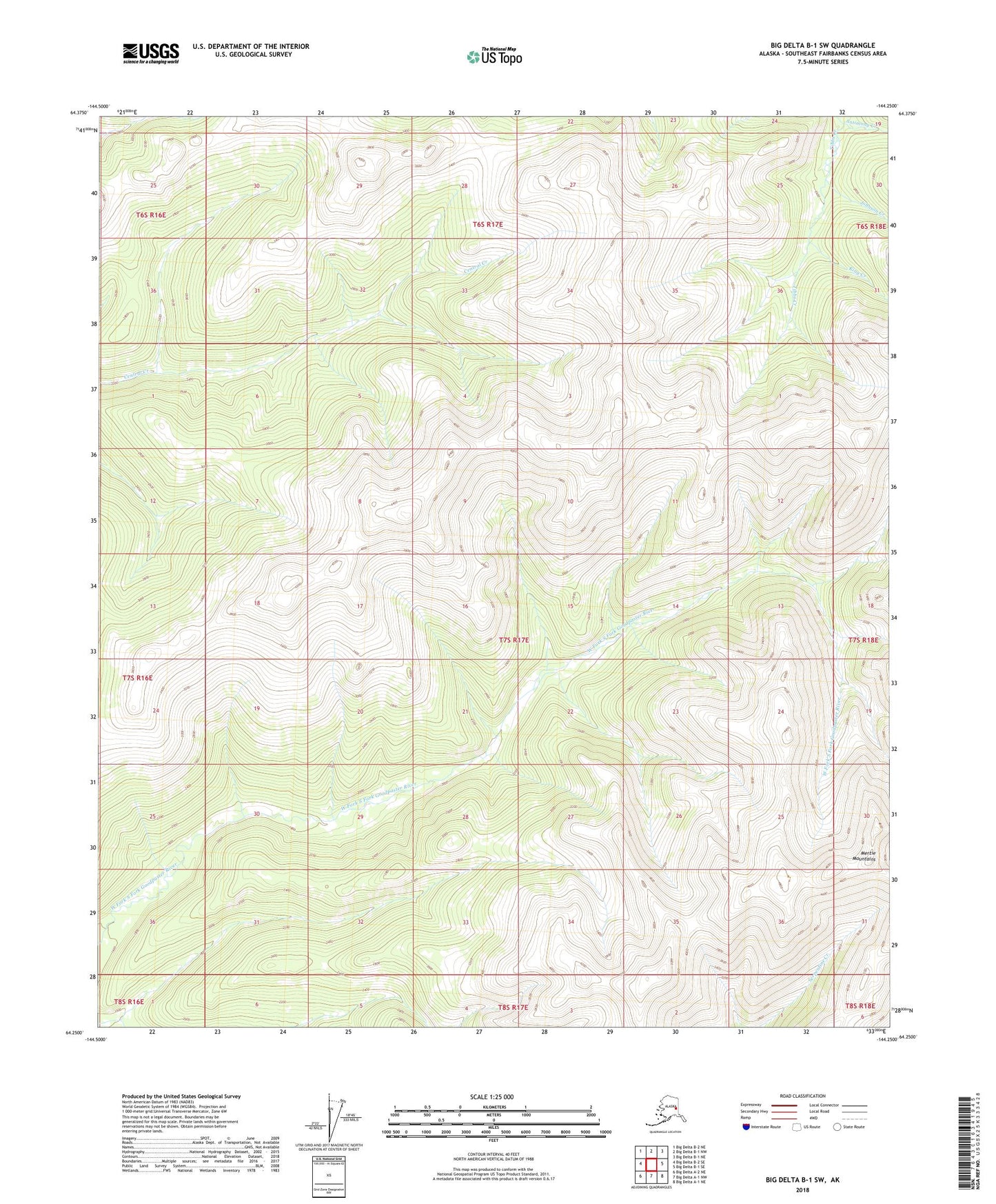 Big Delta B-1 SW Alaska US Topo Map Image