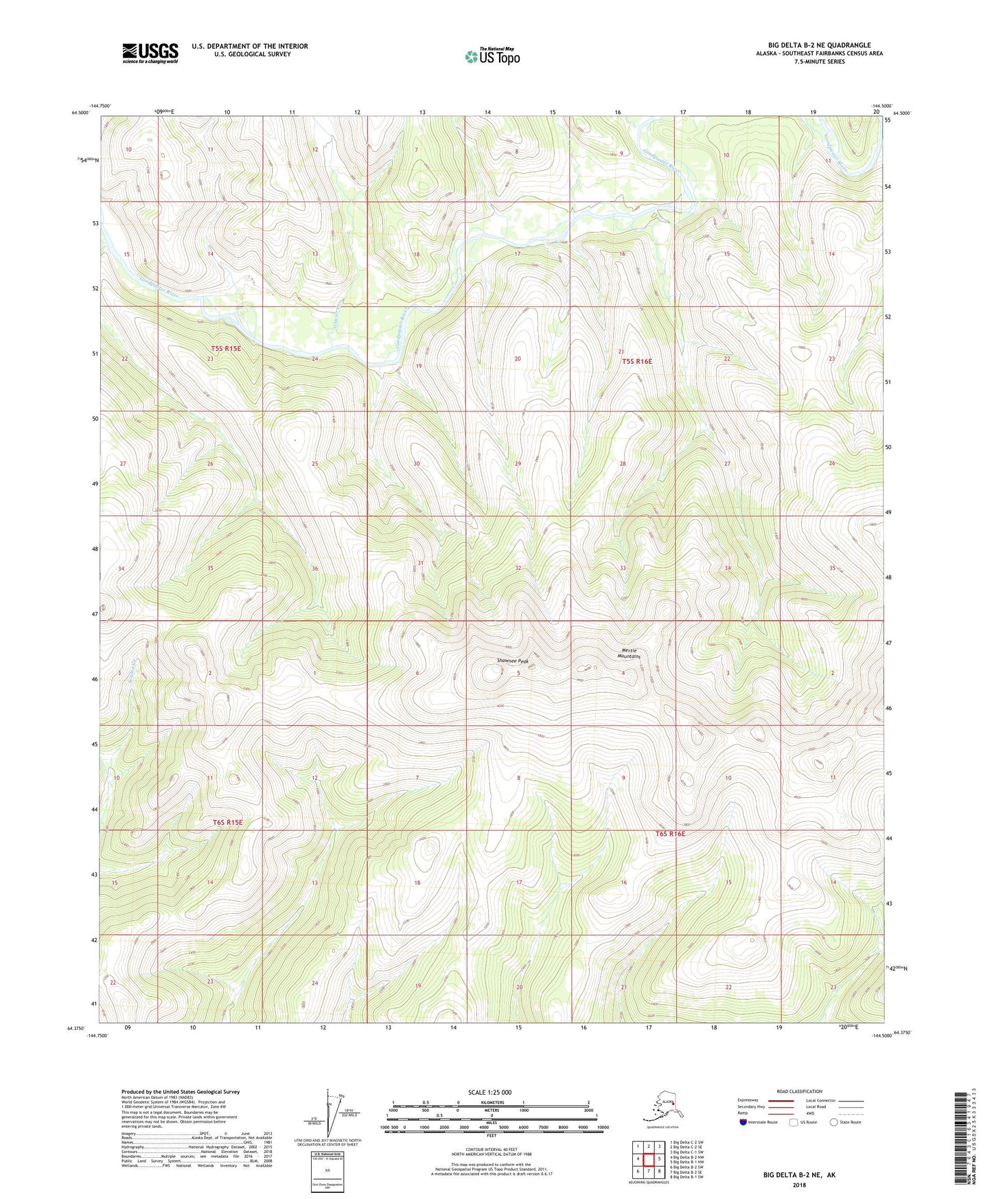 Big Delta B-2 NE Alaska US Topo Map Image
