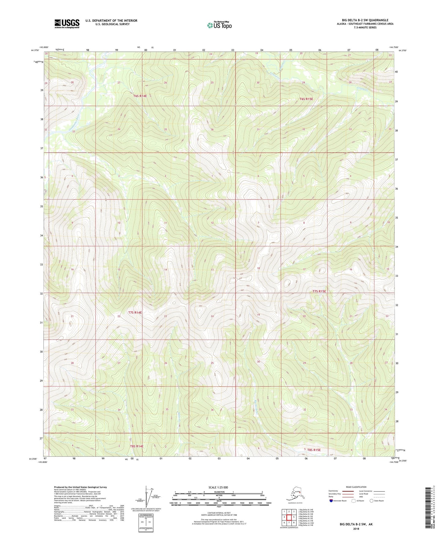 Big Delta B-2 SW Alaska US Topo Map Image