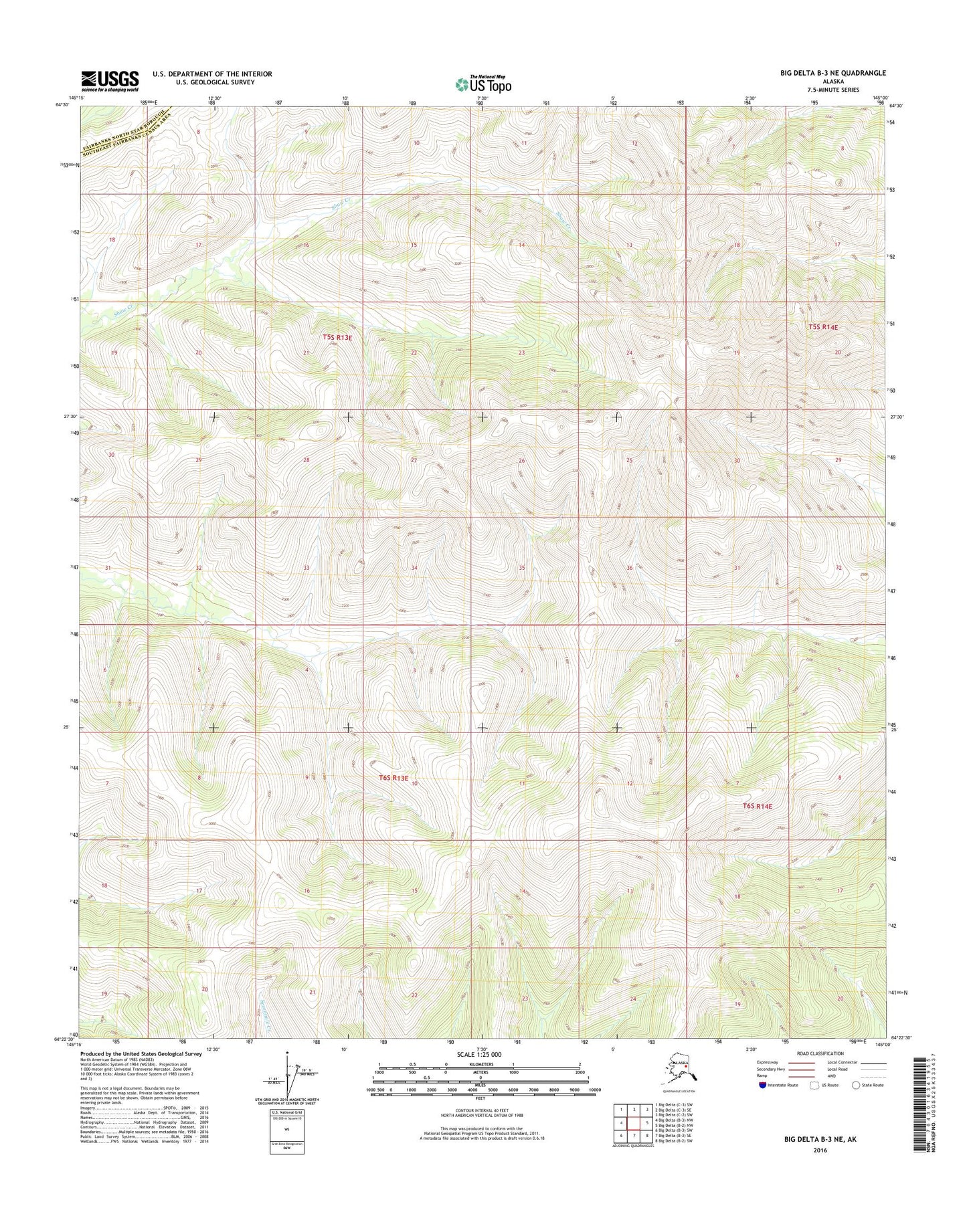 Big Delta B-3 NE Alaska US Topo Map Image