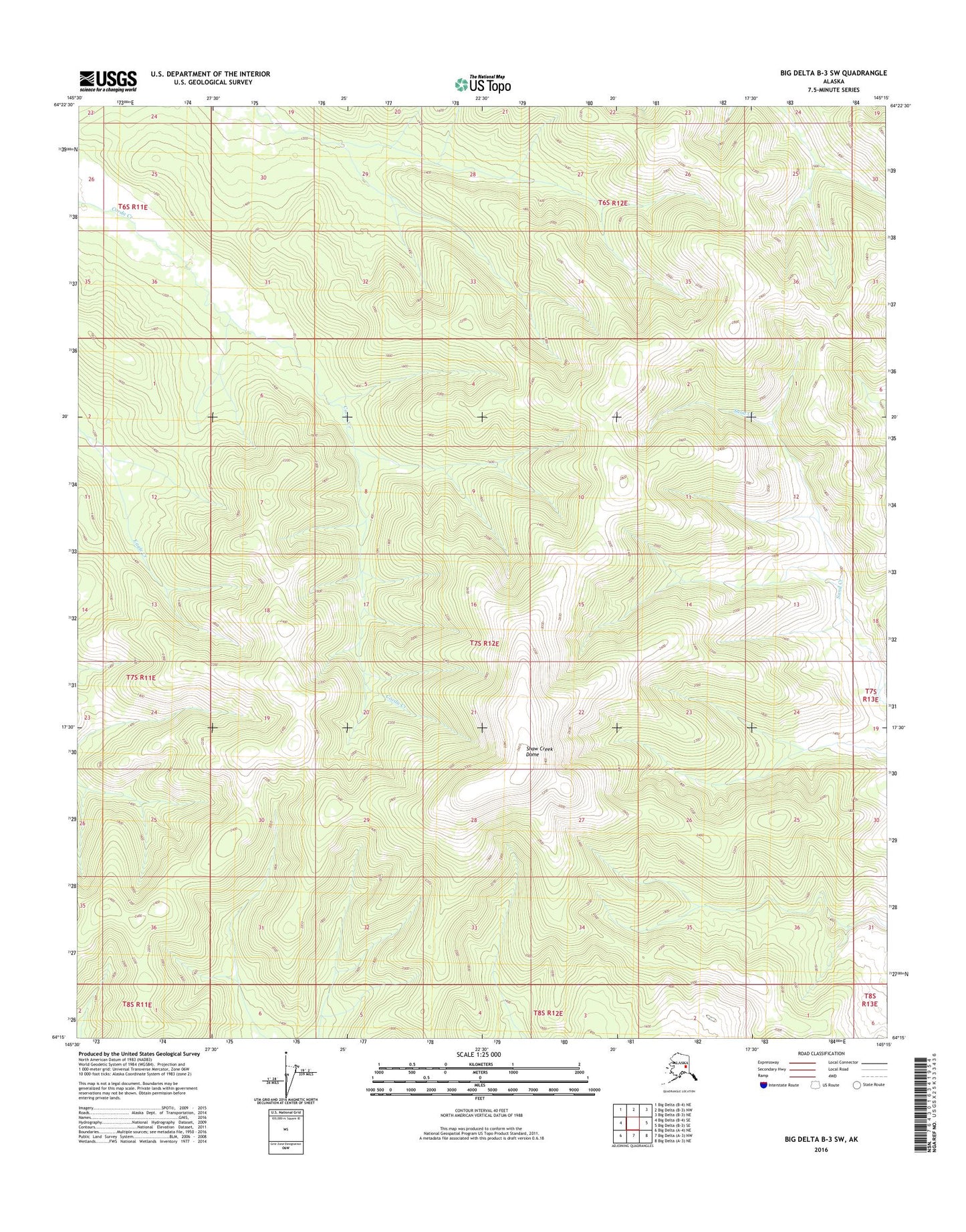 Big Delta B-3 SW Alaska US Topo Map Image