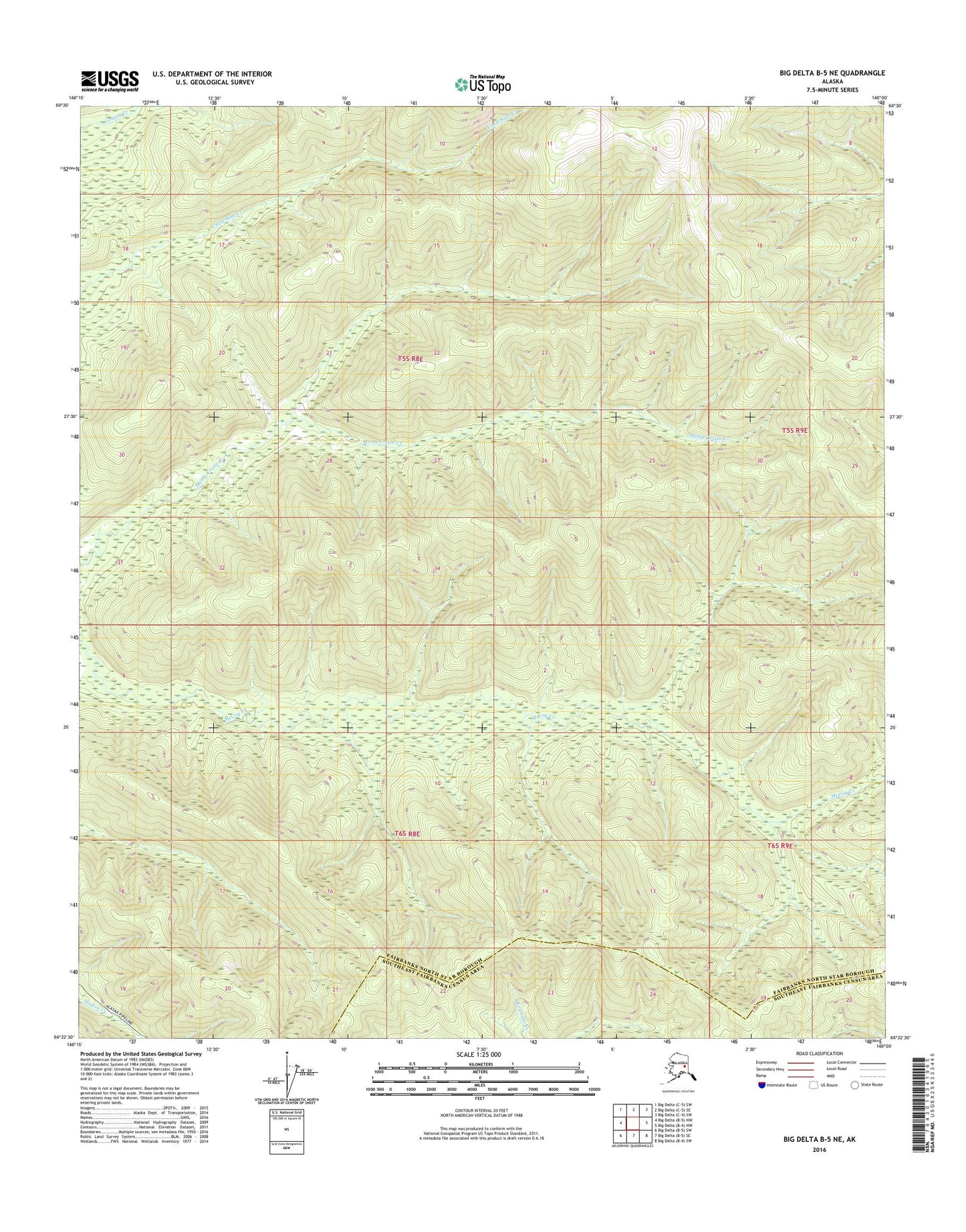 Big Delta B-5 NE Alaska US Topo Map Image