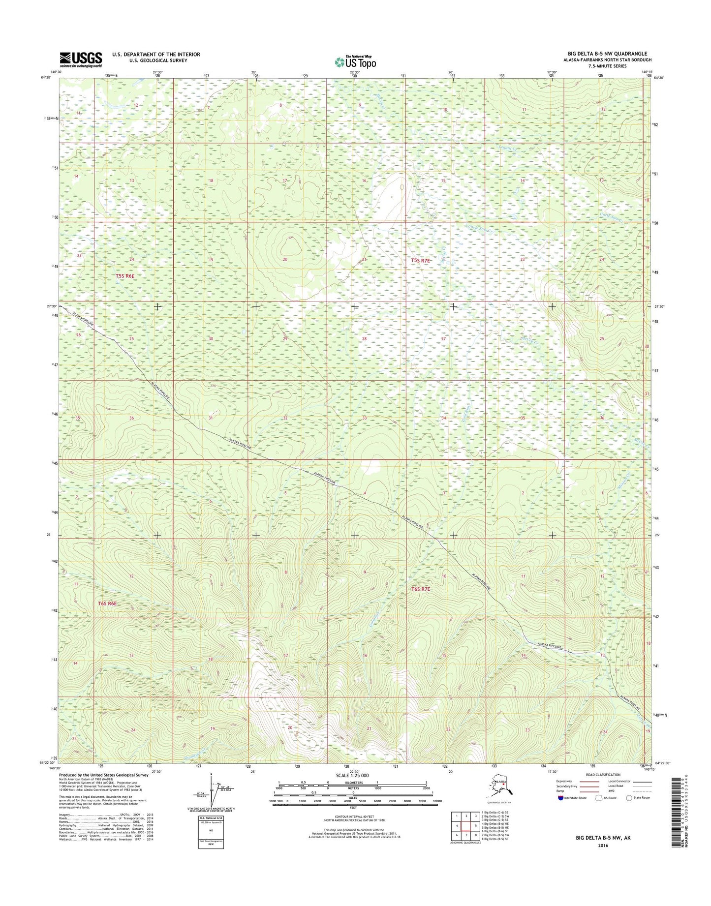 Big Delta B-5 NW Alaska US Topo Map Image
