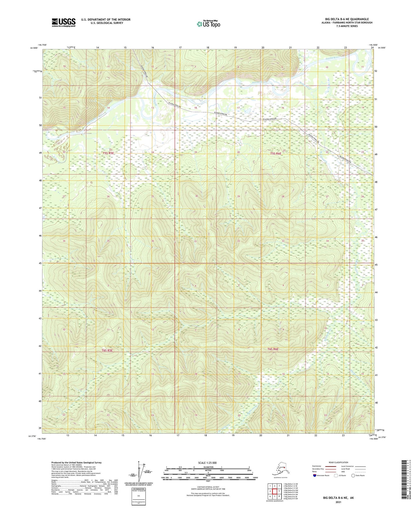Big Delta B-6 NE Alaska US Topo Map Image