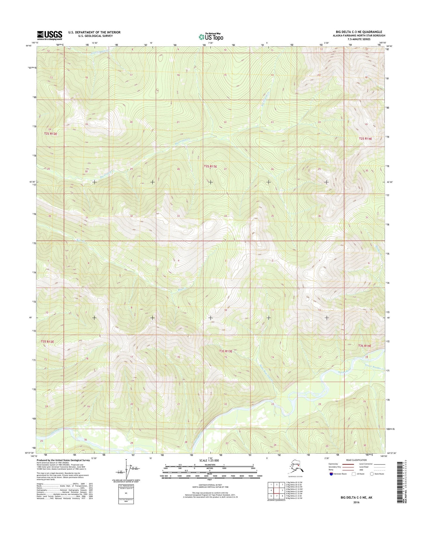 Big Delta C-3 NE Alaska US Topo Map Image