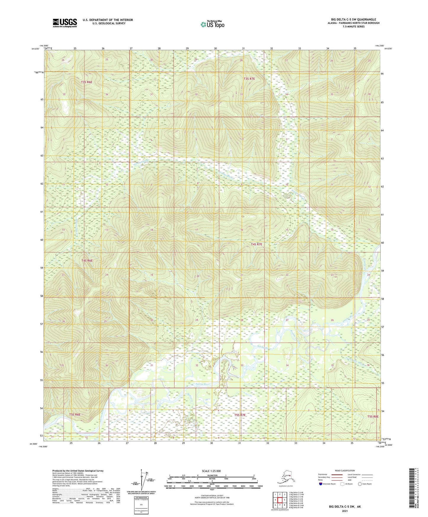 Big Delta C-5 SW Alaska US Topo Map Image