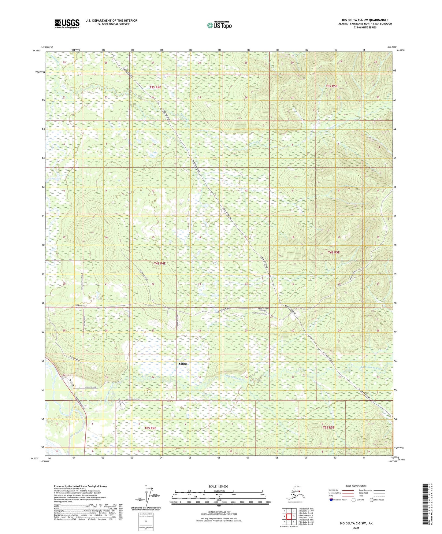 Big Delta C-6 SW Alaska US Topo Map Image