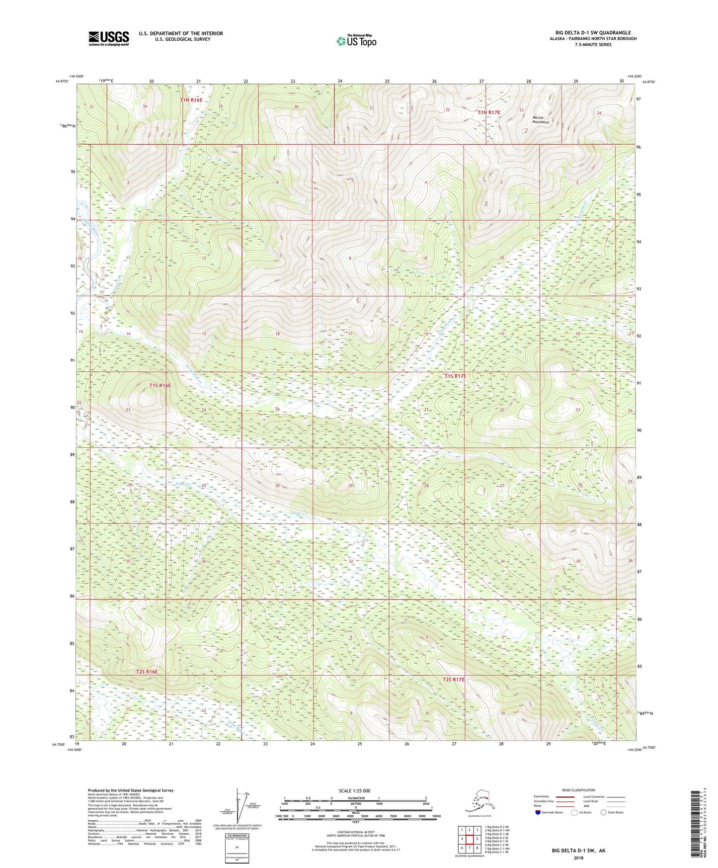 Big Delta D-1 SW Alaska US Topo Map Image