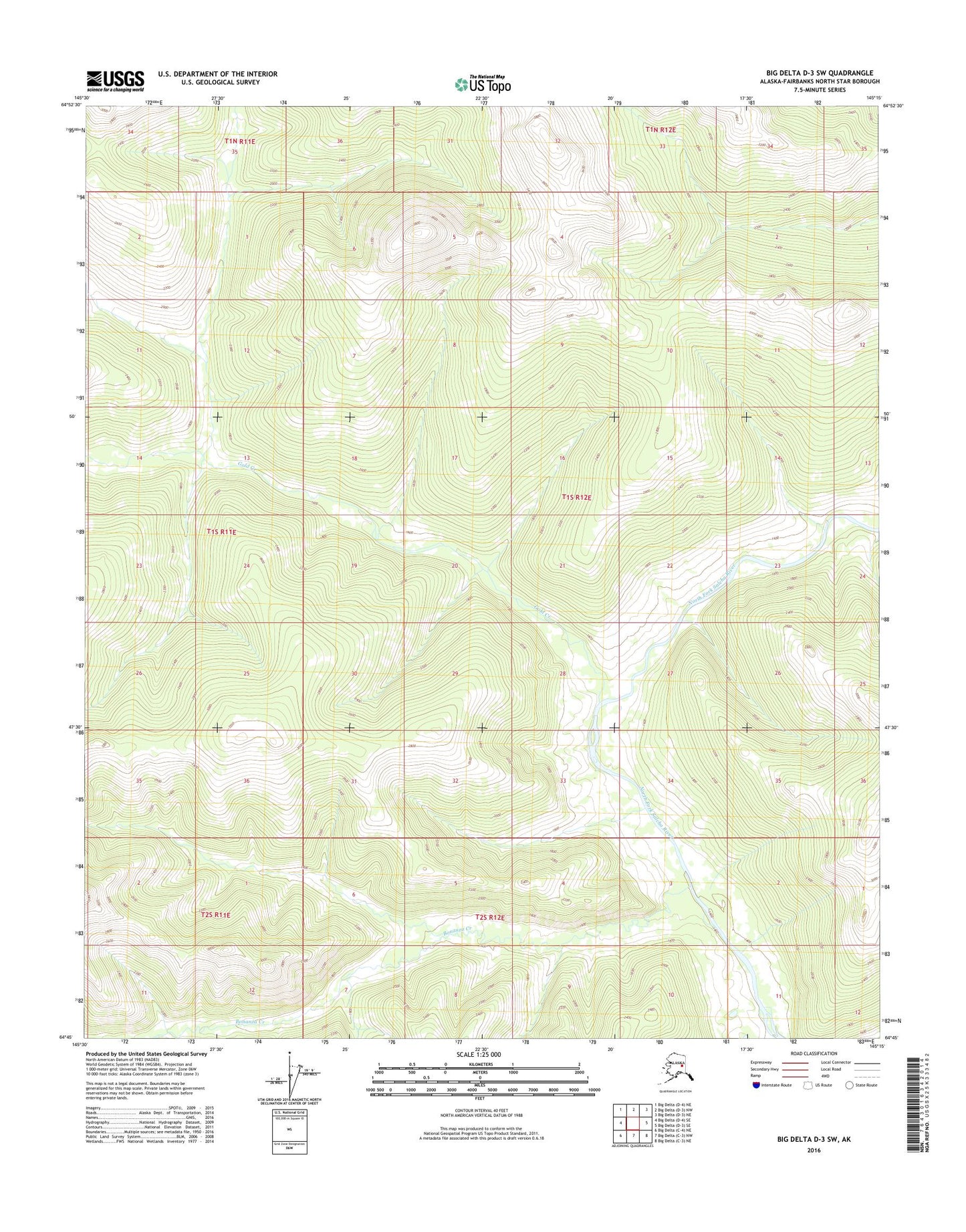 Big Delta D-3 SW Alaska US Topo Map Image
