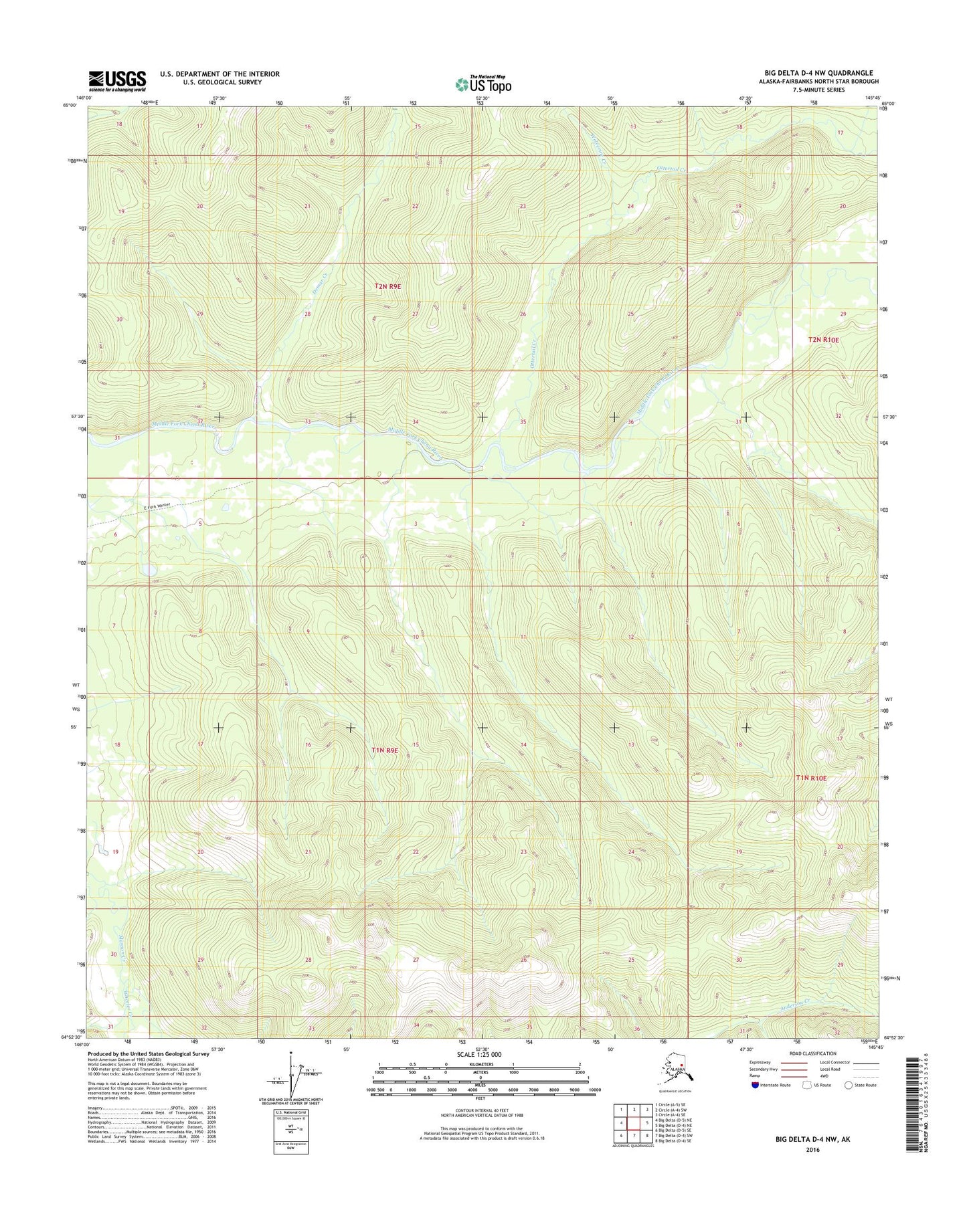 Big Delta D-4 NW Alaska US Topo Map Image