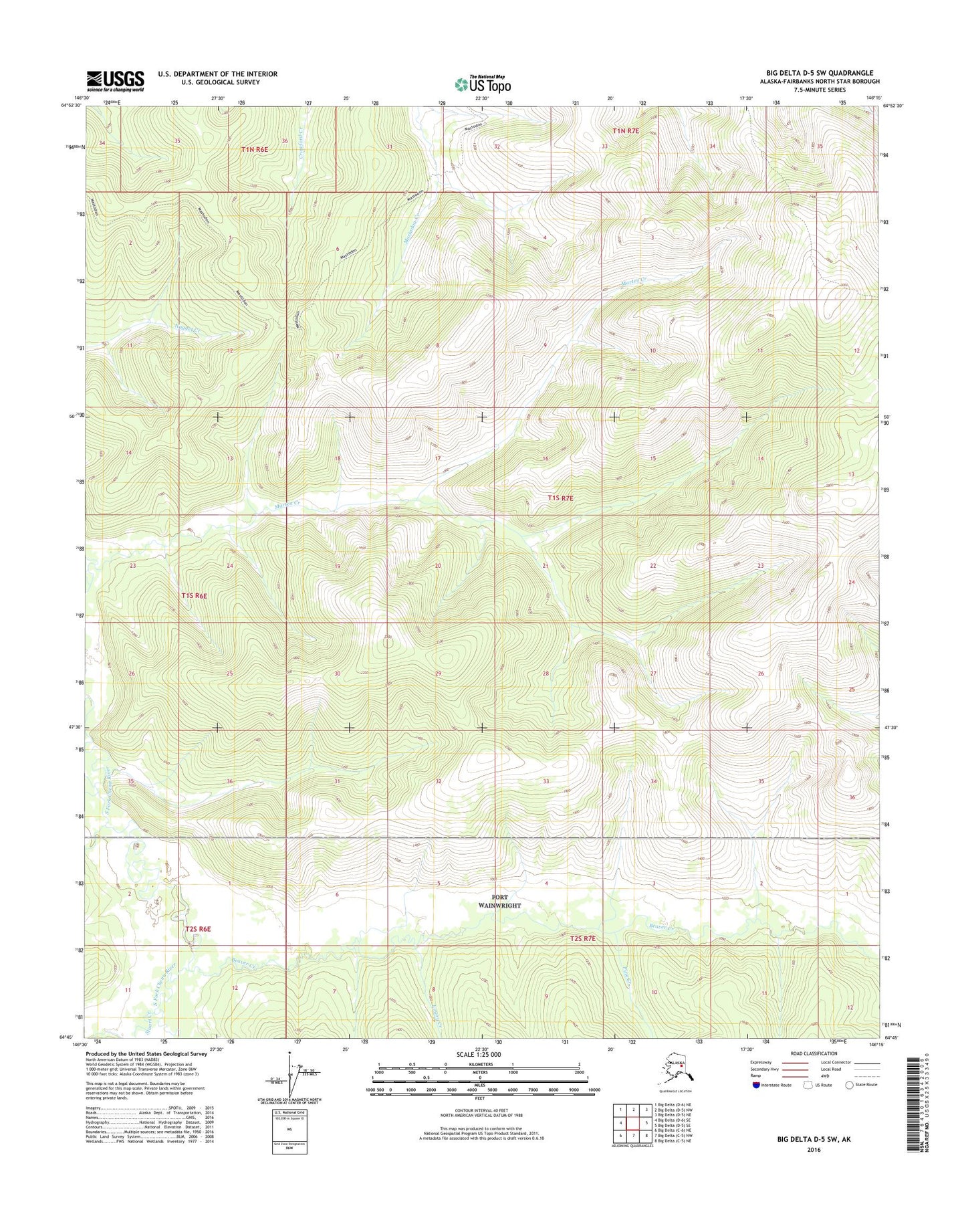 Big Delta D-5 SW Alaska US Topo Map Image