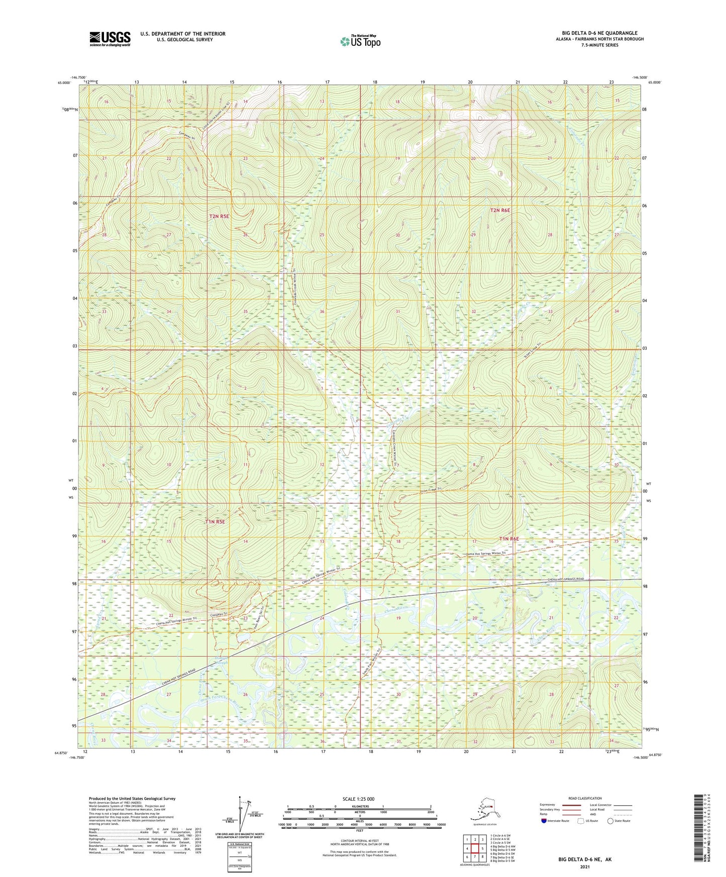 Big Delta D-6 NE Alaska US Topo Map Image