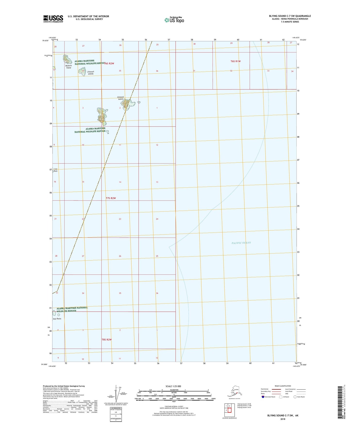 Blying Sound C-7 SW Alaska US Topo Map Image