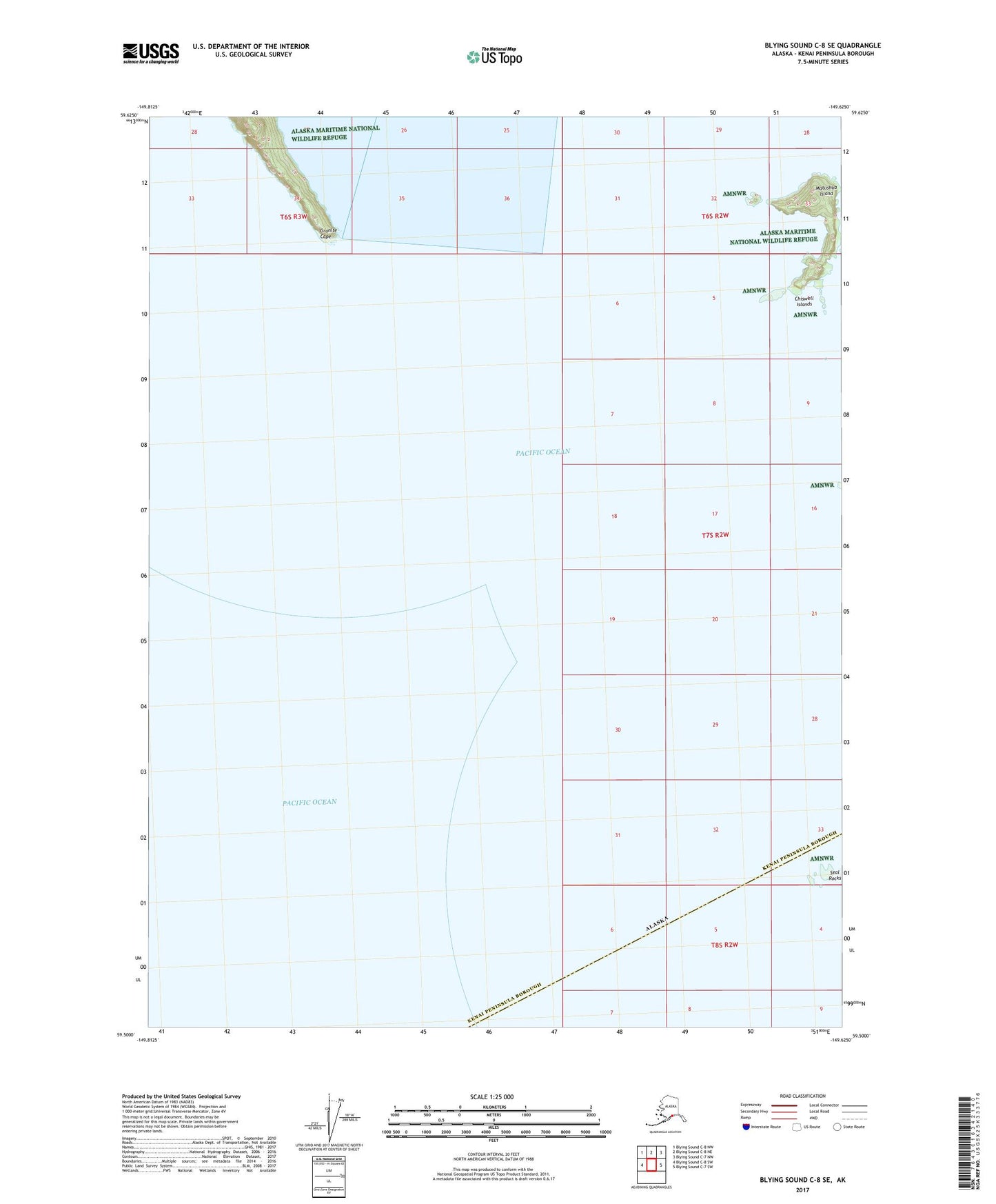 Blying Sound C-8 SE Alaska US Topo Map Image