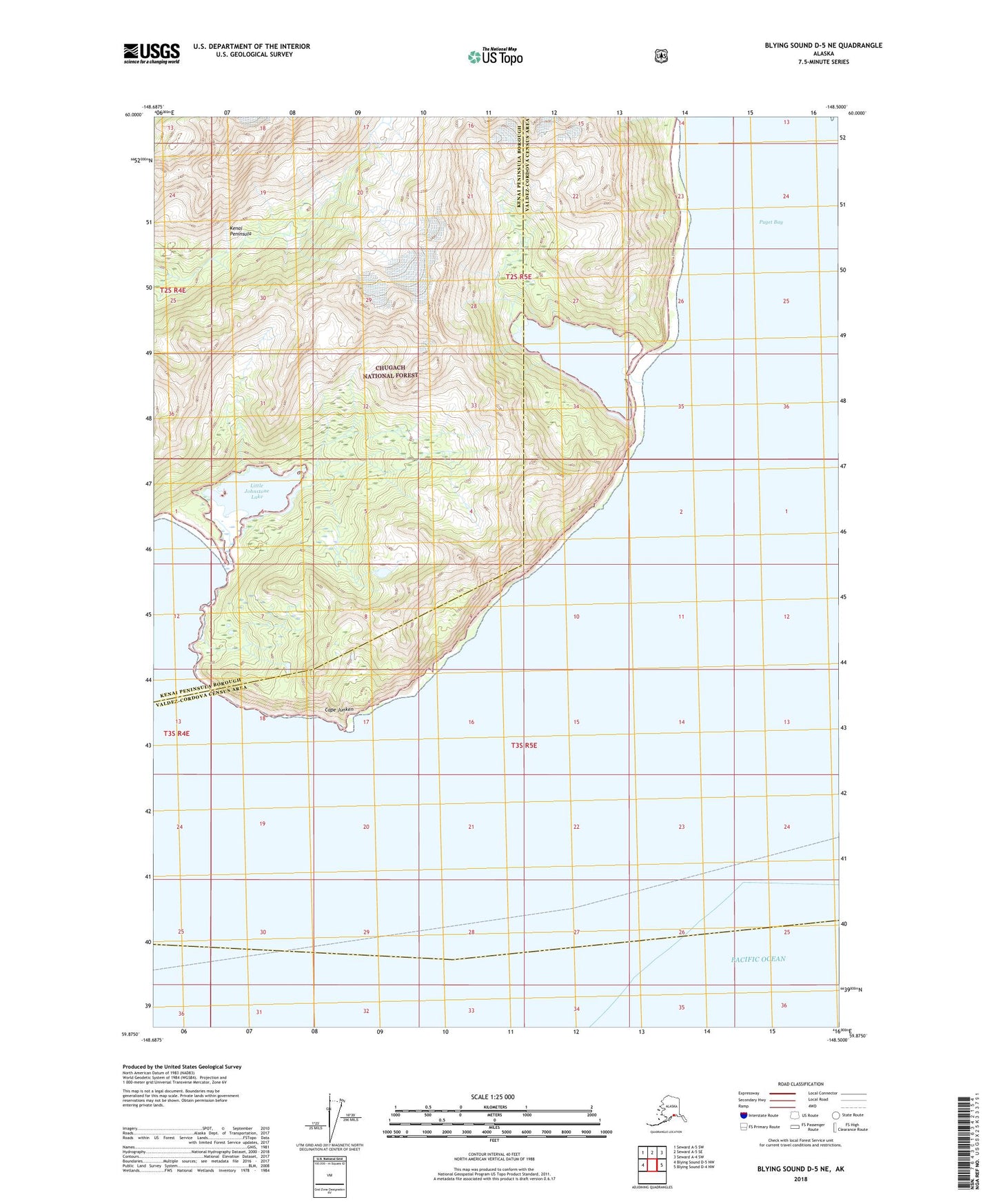 Blying Sound D-5 NE Alaska US Topo Map Image