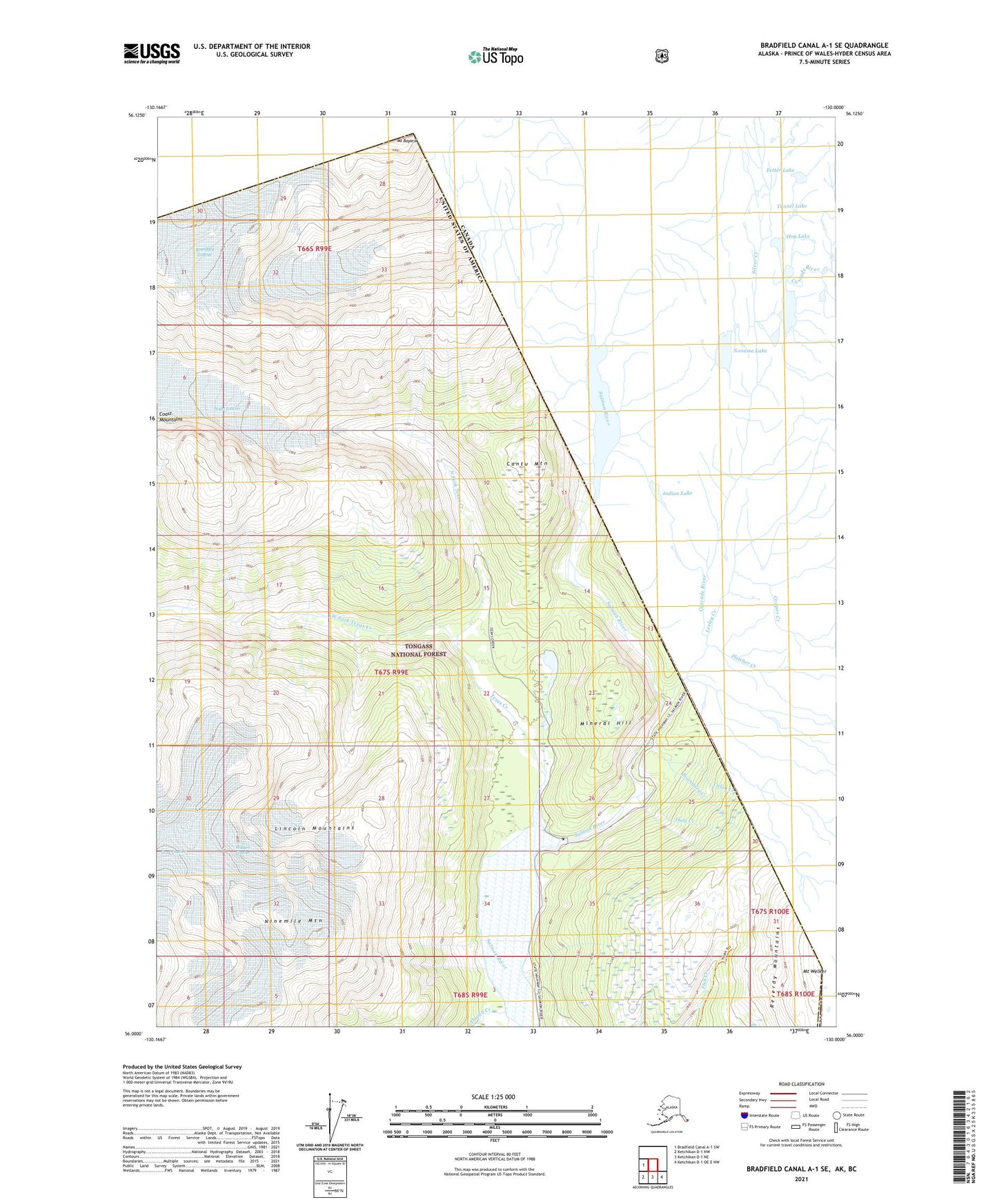 Bradfield Canal A-1 SE Alaska US Topo Map Image