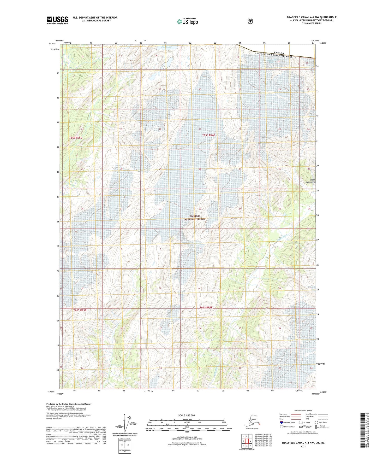 Bradfield Canal A-2 NW Alaska US Topo Map Image