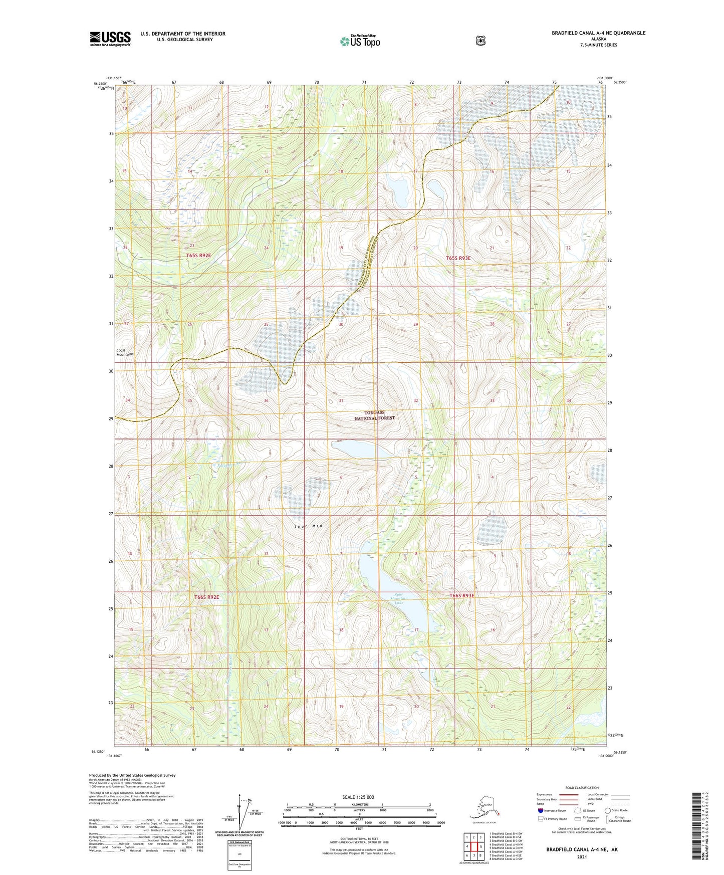 Bradfield Canal A-4 NE Alaska US Topo Map Image