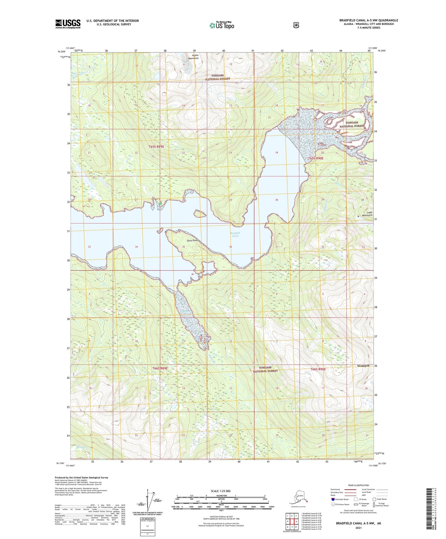 Bradfield Canal A-5 NW Alaska US Topo Map Image