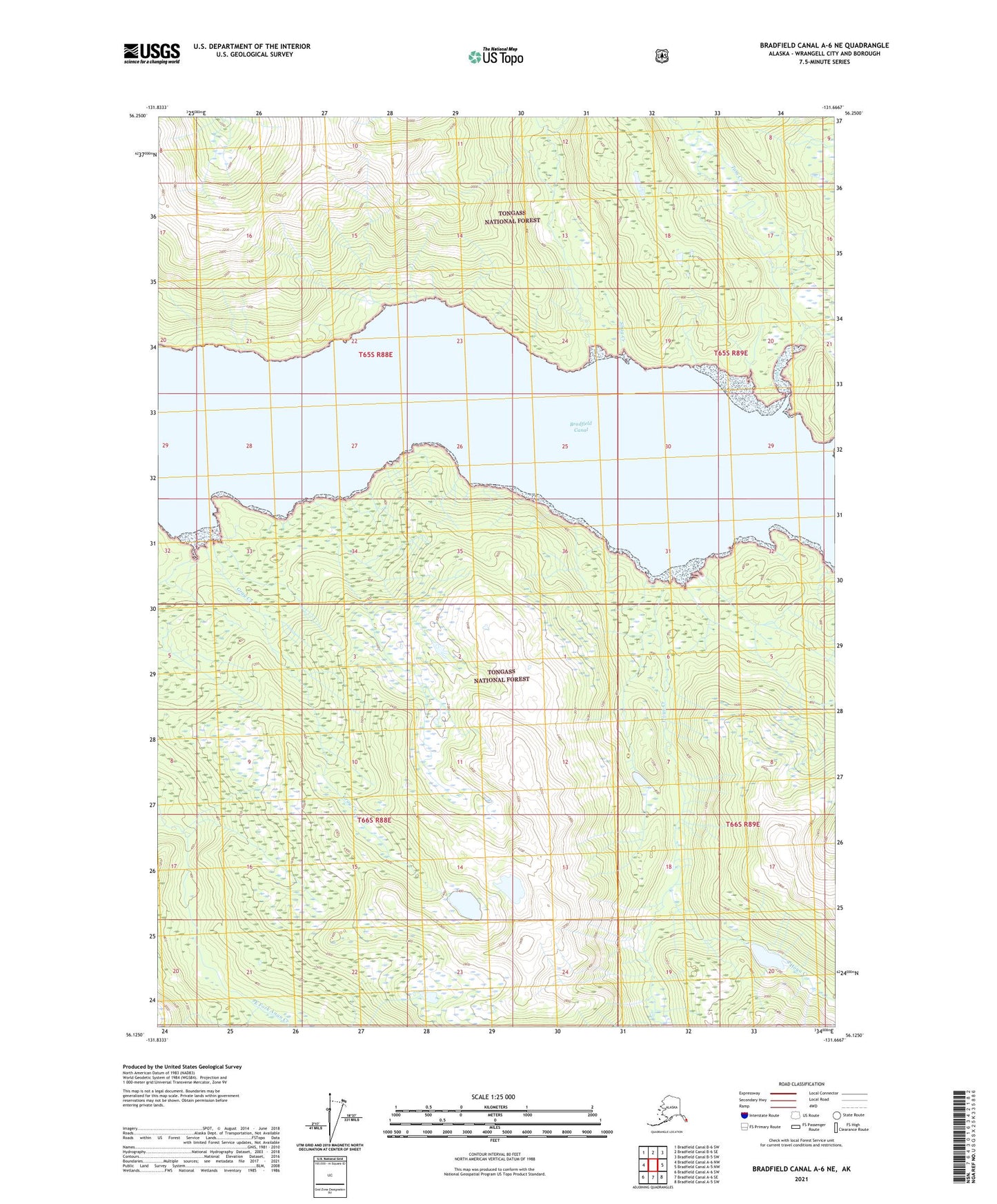 Bradfield Canal A-6 NE Alaska US Topo Map Image