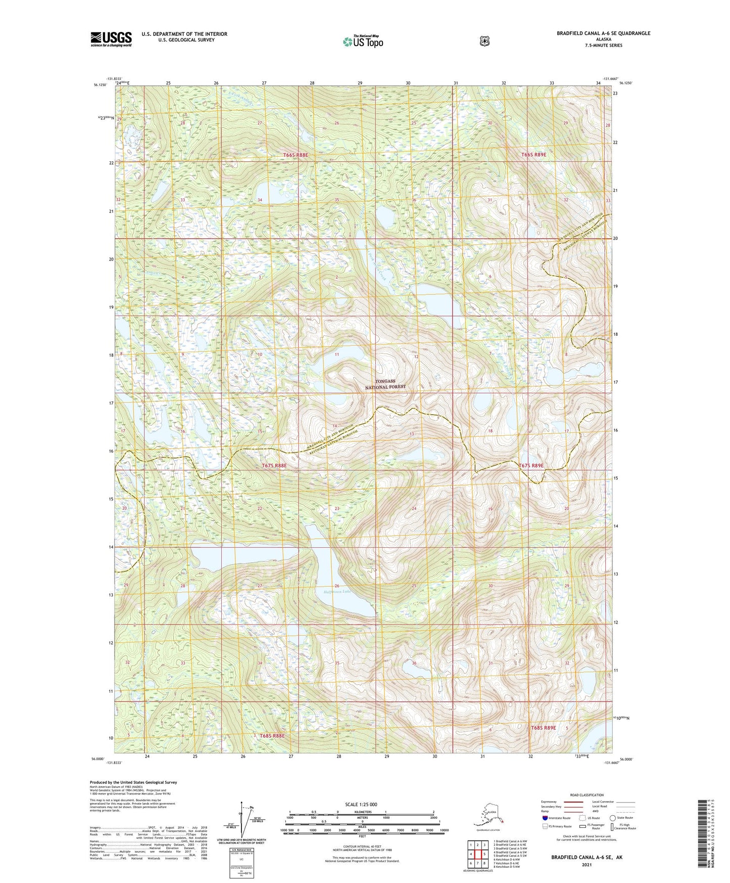Bradfield Canal A-6 SE Alaska US Topo Map Image