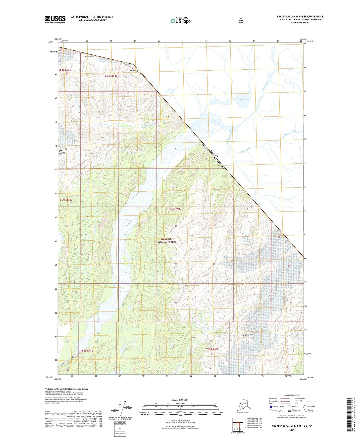 Bradfield Canal B-3 SE Alaska US Topo Map Image