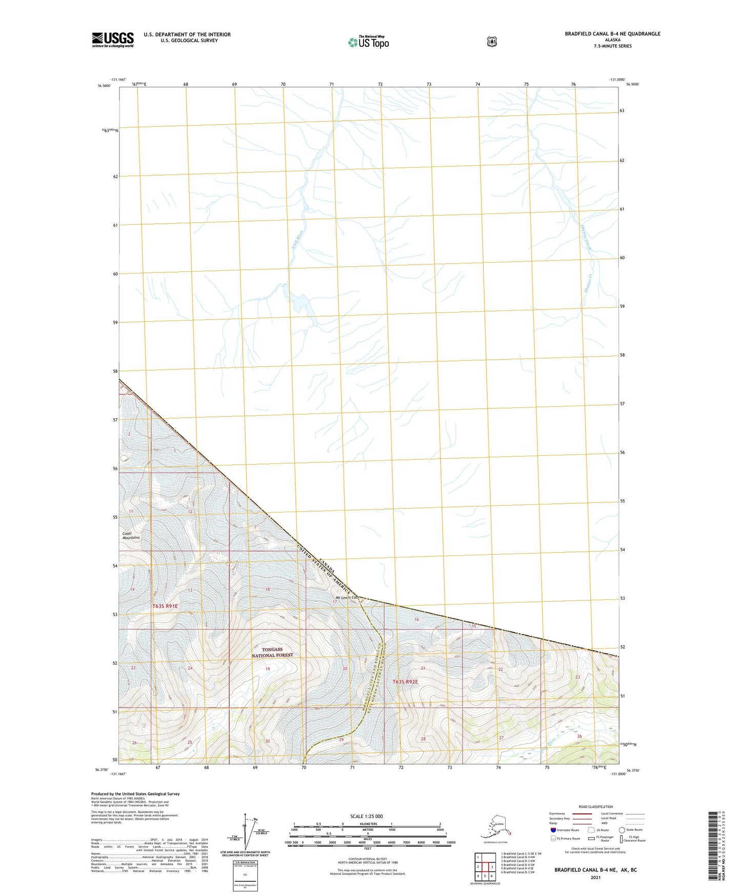 Bradfield Canal B-4 NE Alaska US Topo Map Image