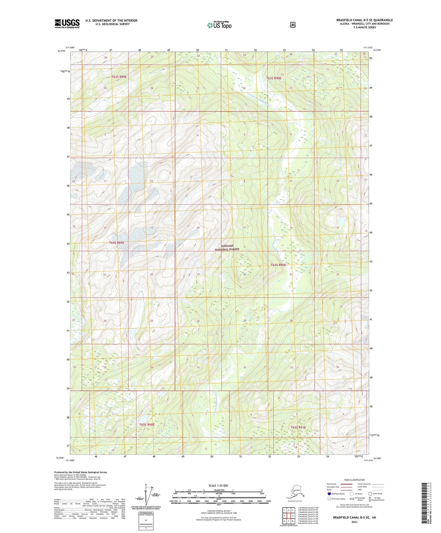 Bradfield Canal B-5 SE Alaska US Topo Map Image