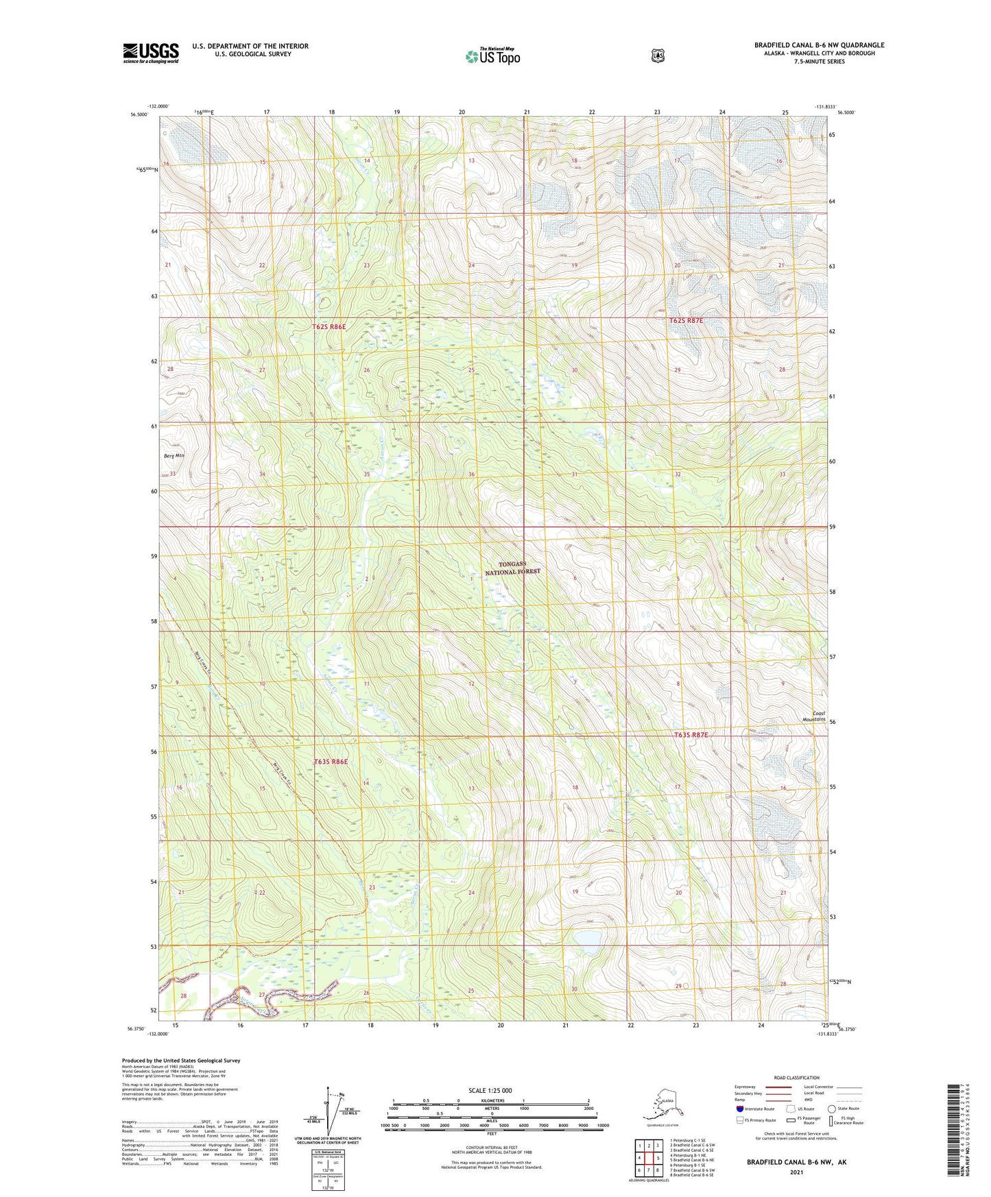 Bradfield Canal B-6 NW Alaska US Topo Map Image