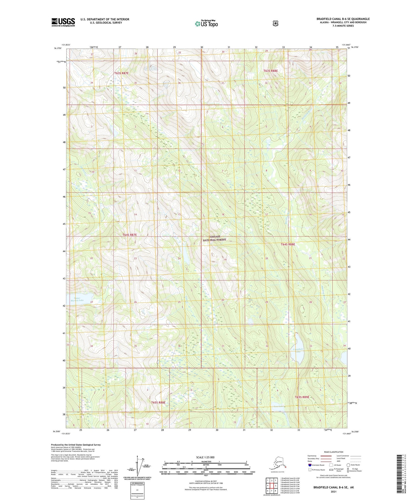 Bradfield Canal B-6 SE Alaska US Topo Map Image