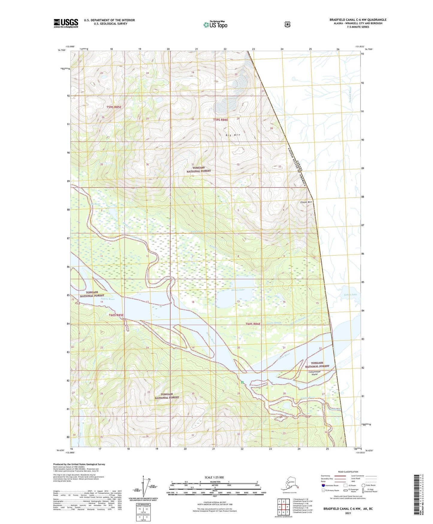 Bradfield Canal C-6 NW Alaska US Topo Map Image
