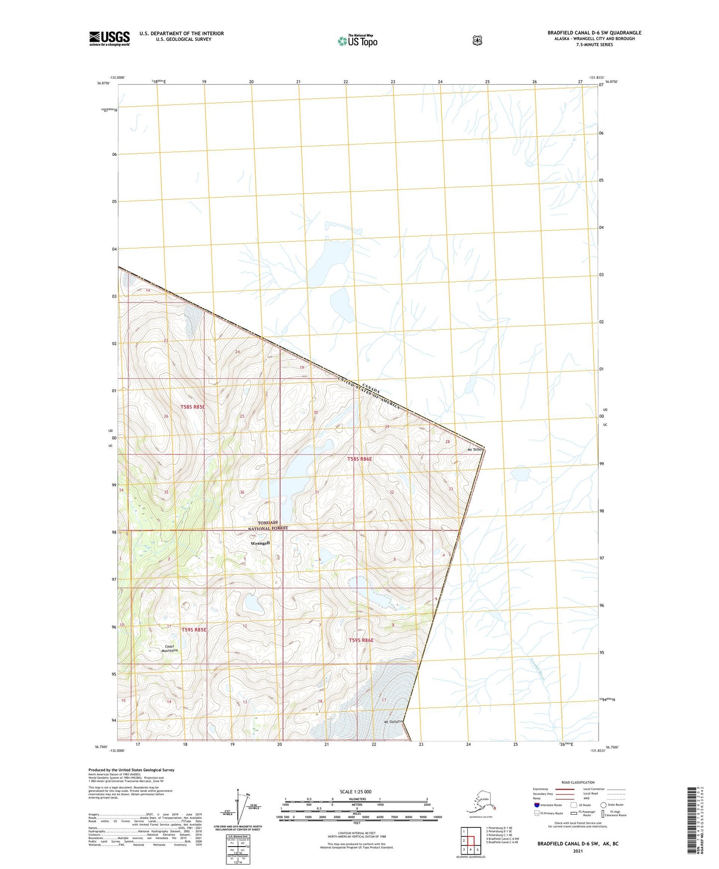 Bradfield Canal D-6 SW Alaska US Topo Map Image