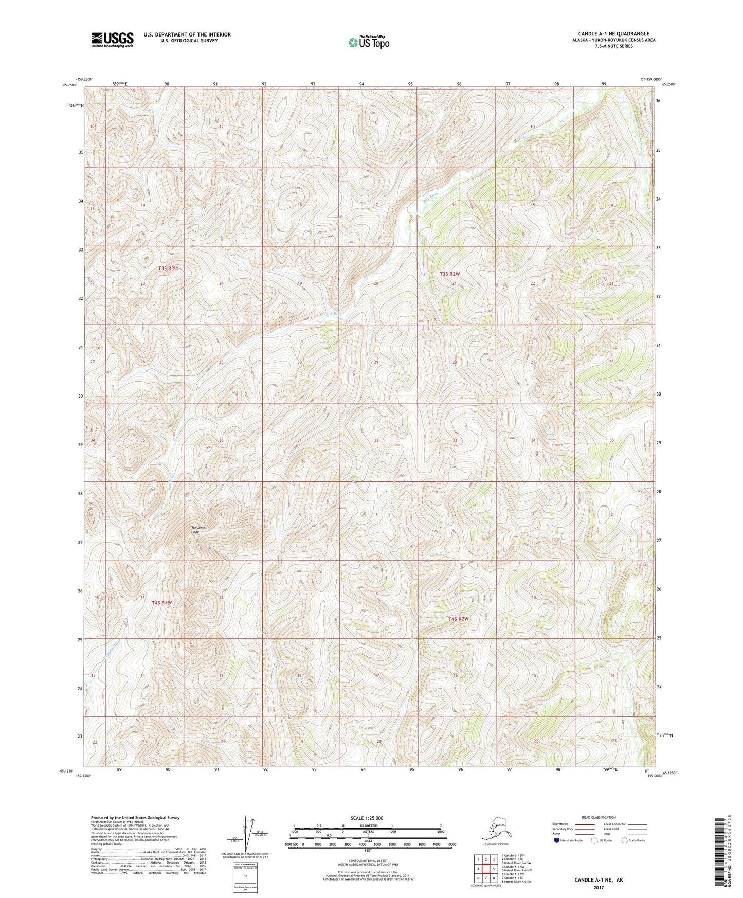 Candle A-1 NE Alaska US Topo Map Image