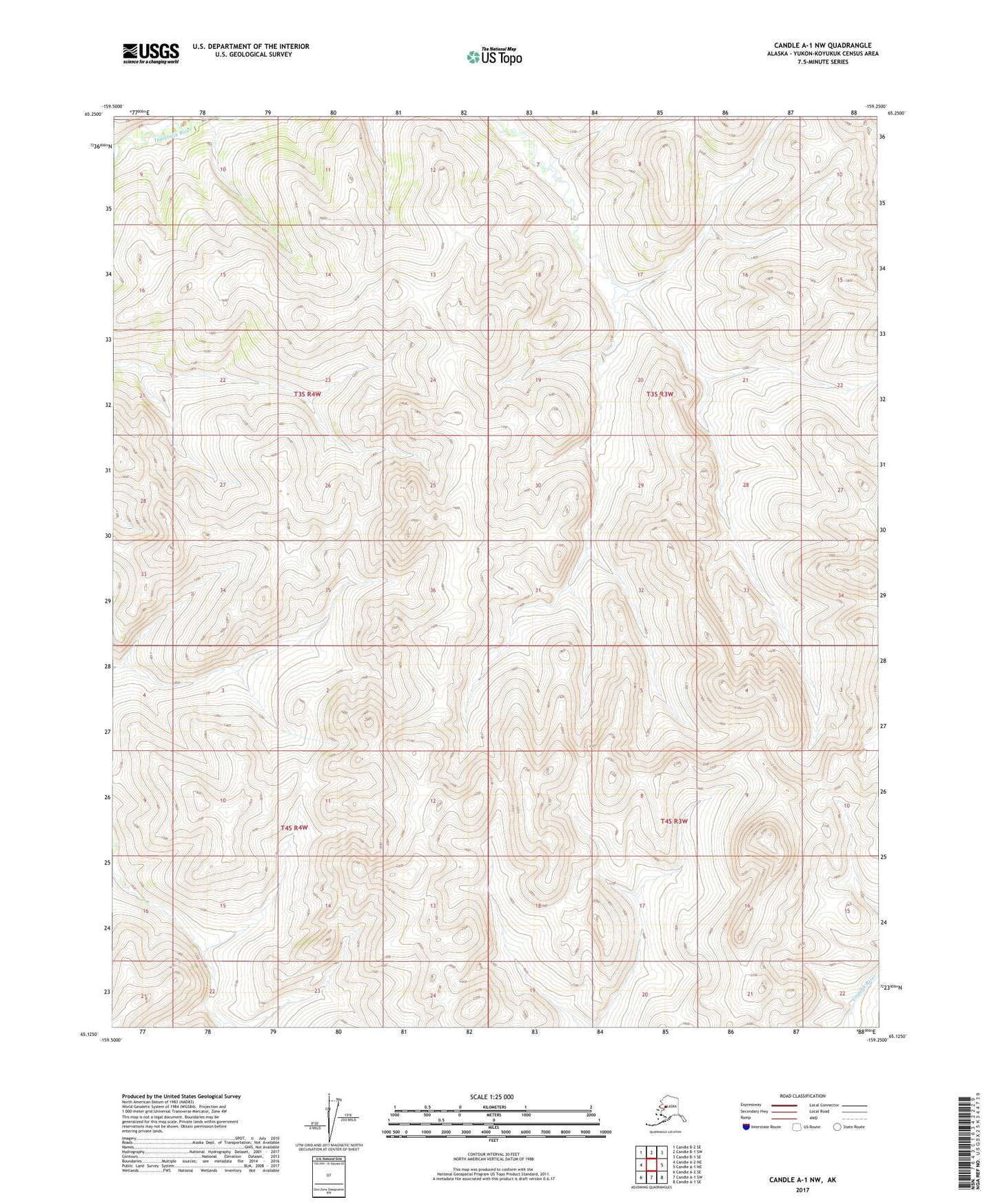 Candle A-1 NW Alaska US Topo Map Image