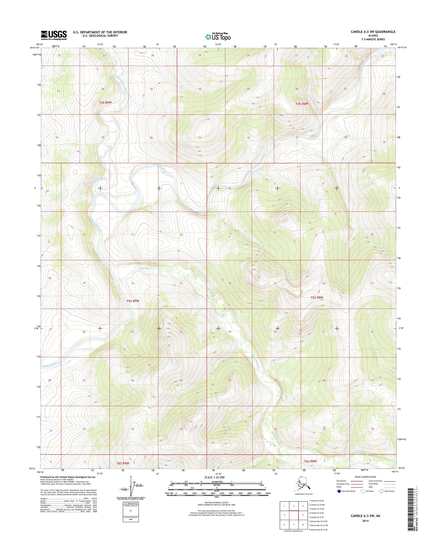 Candle A-3 SW Alaska US Topo Map Image