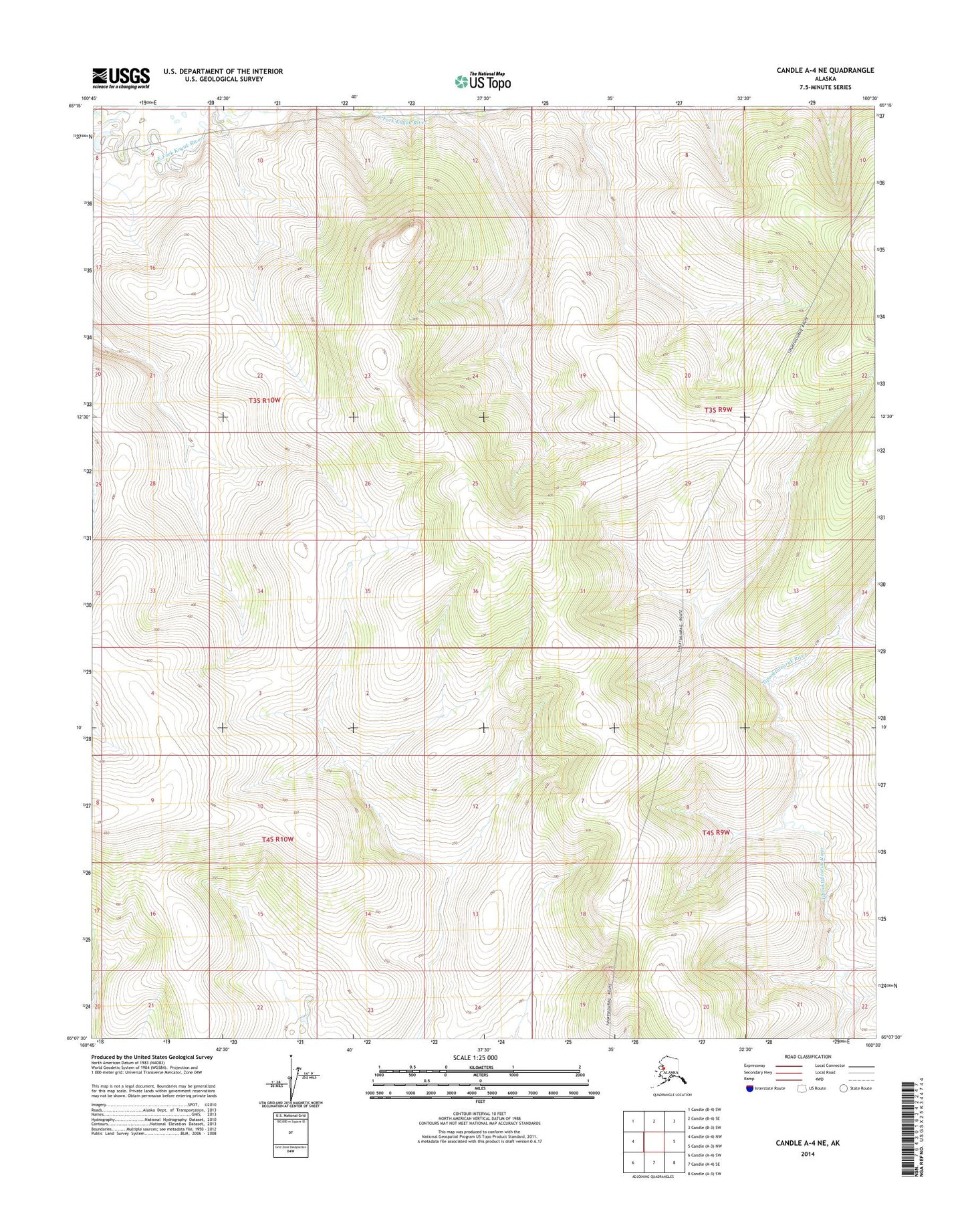 Candle A-4 NE Alaska US Topo Map Image