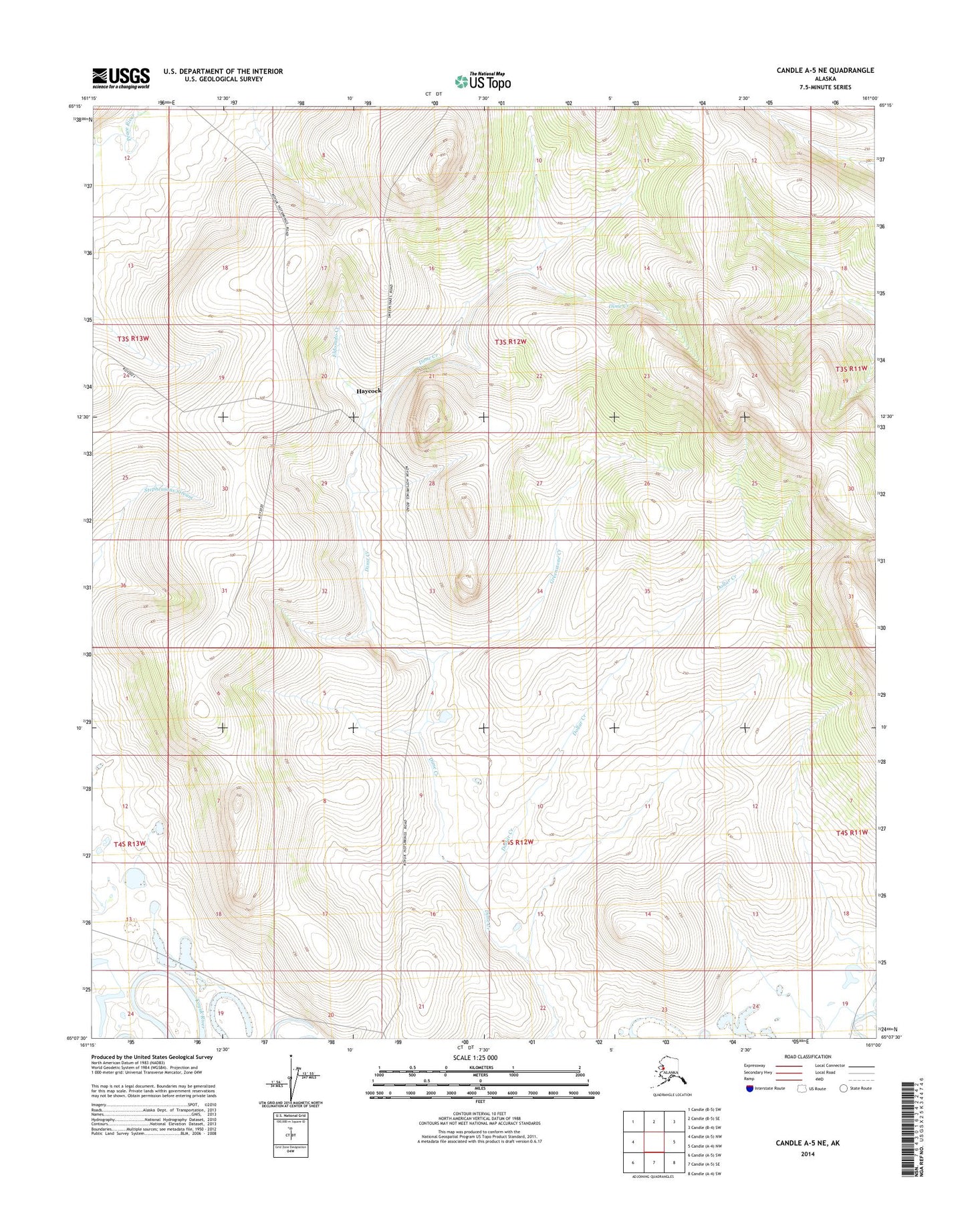 Candle A-5 NE Alaska US Topo Map Image