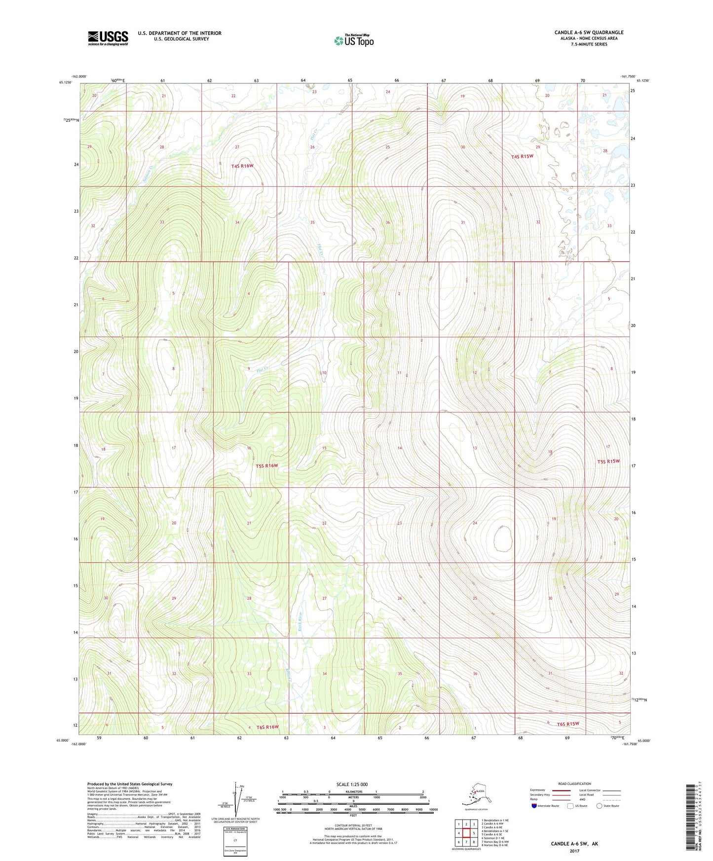 Candle A-6 SW Alaska US Topo Map Image