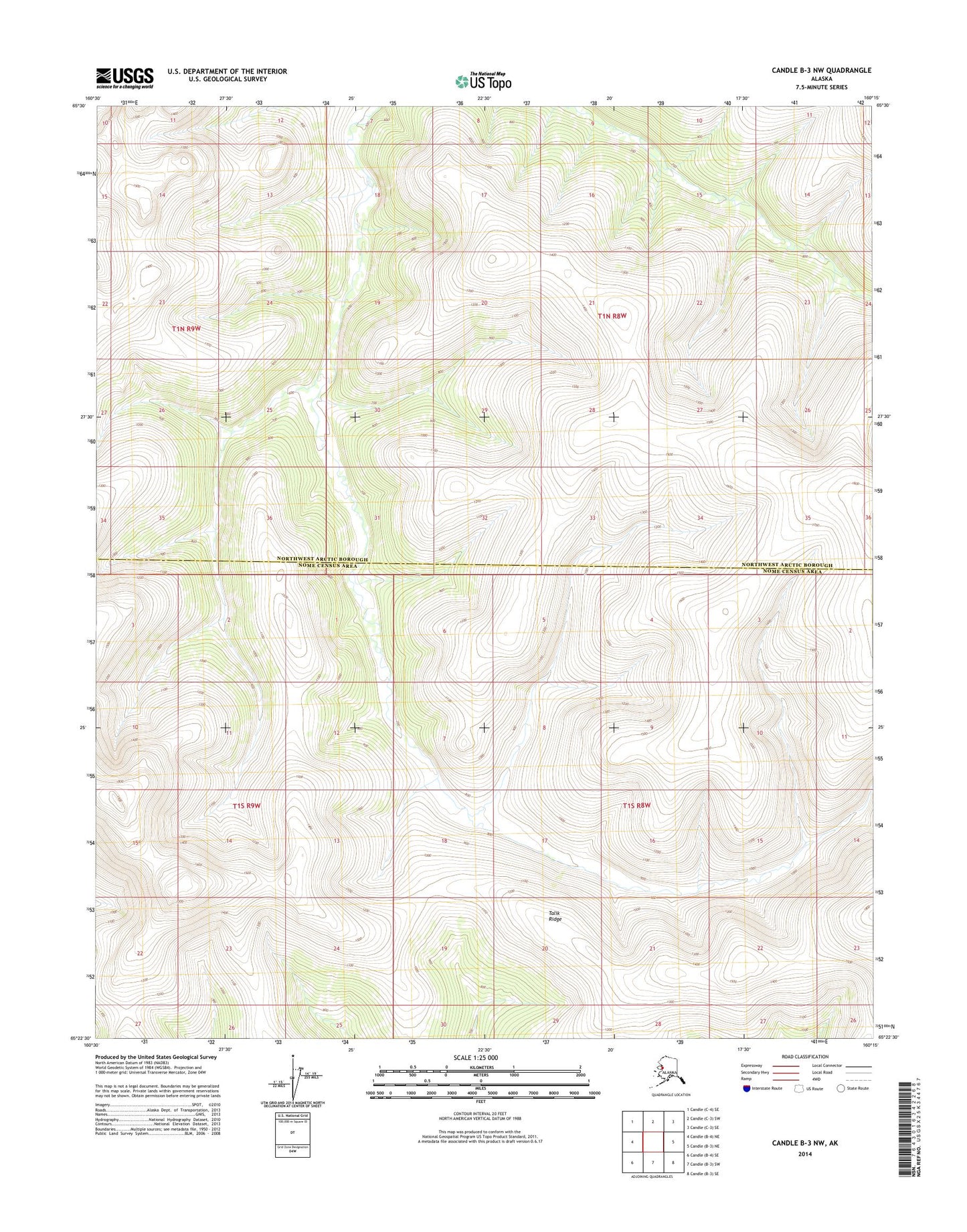 Candle B-3 NW Alaska US Topo Map Image