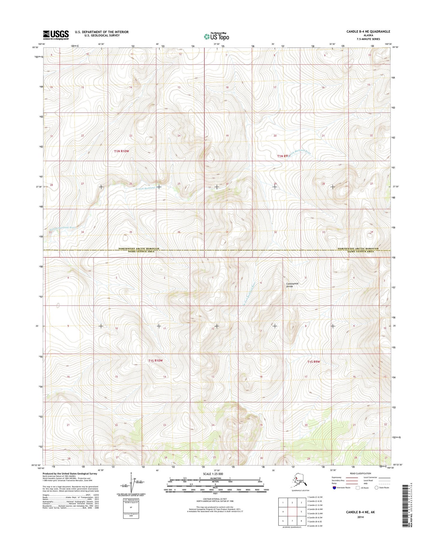Candle B-4 NE Alaska US Topo Map Image